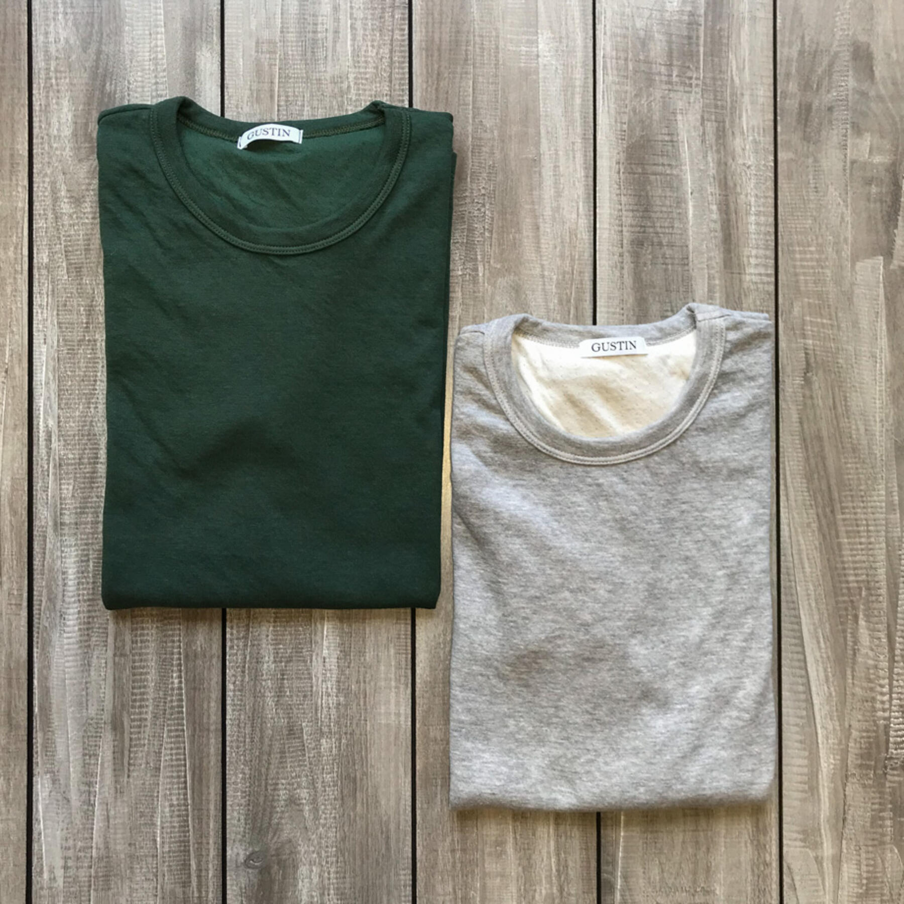 gustin double knit t-shirt - 2 pack (heather grey, forest)