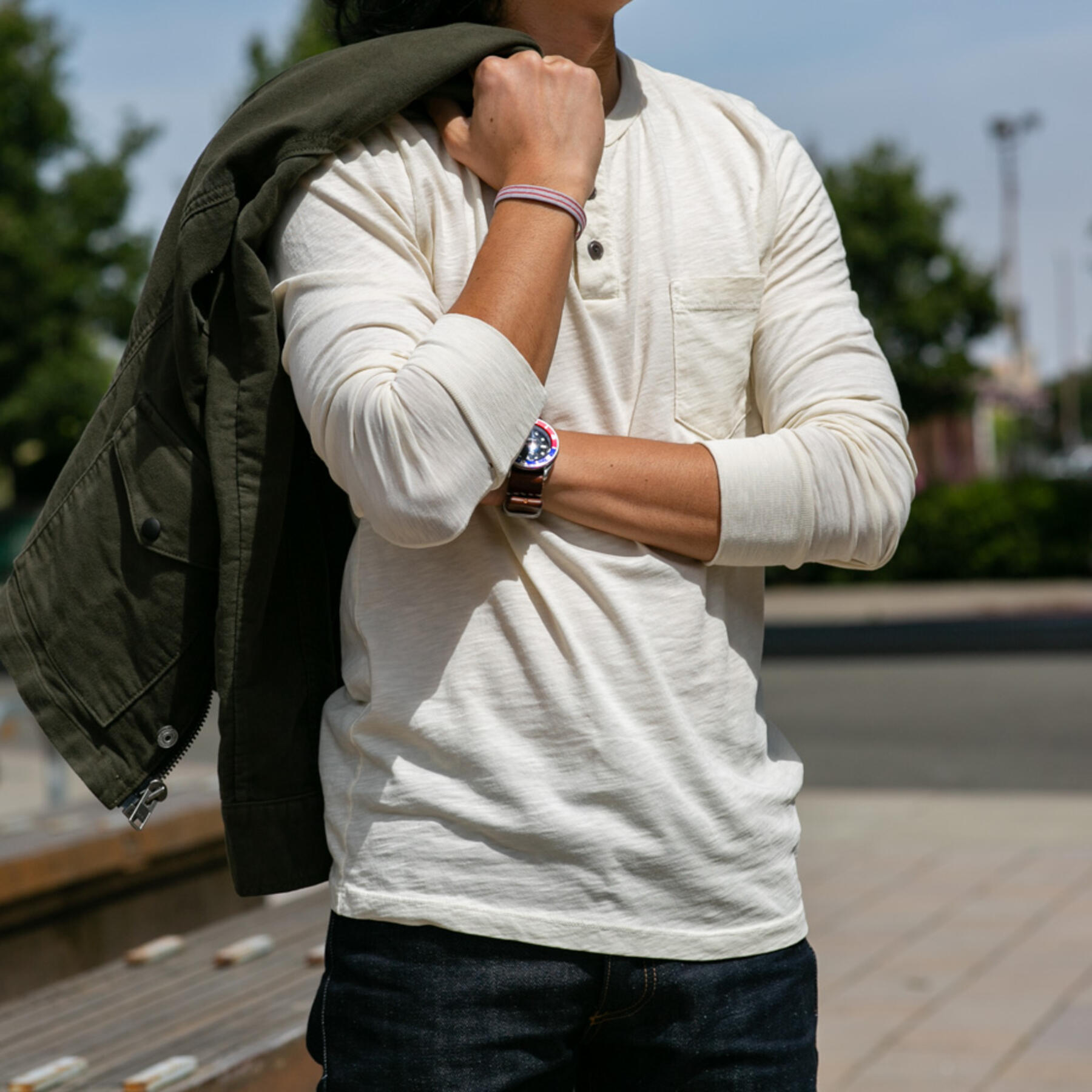 gustin slub pocket henley - natural