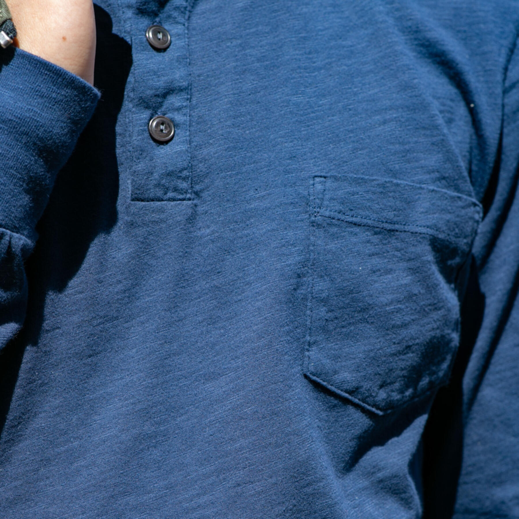 gustin slub pocket henley - vintage navy