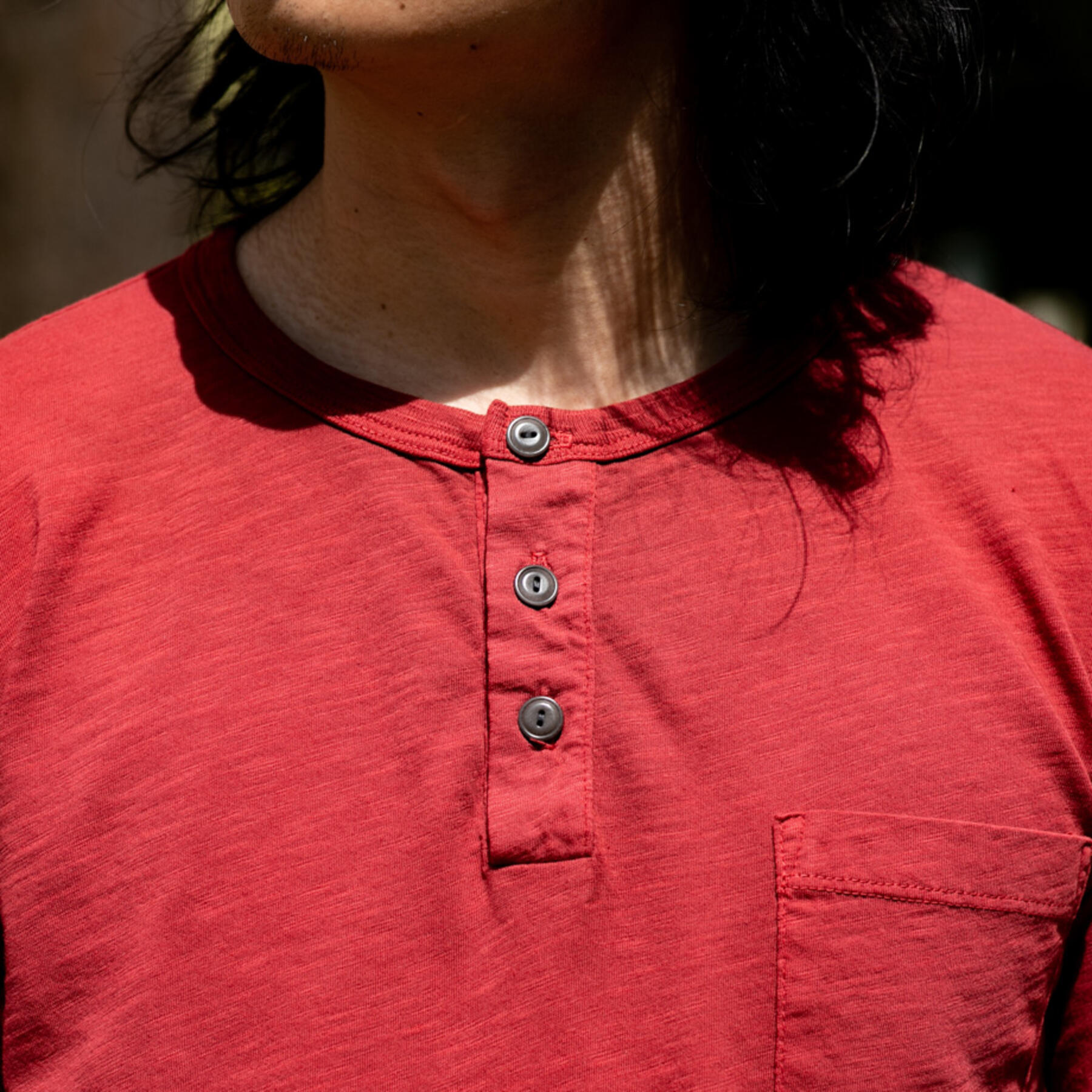 gustin slub pocket henley - red