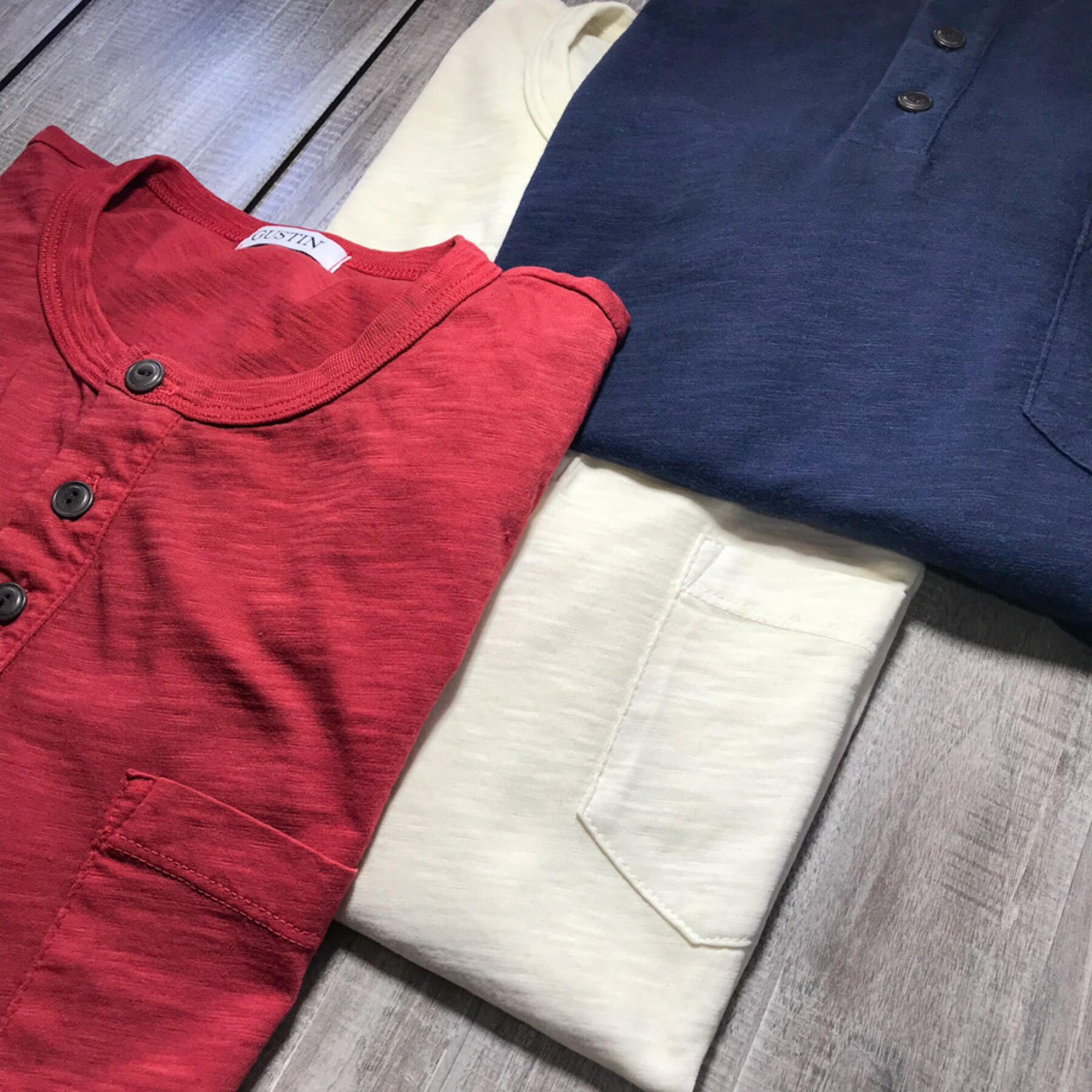 gustin slub pocket henley 3 pack