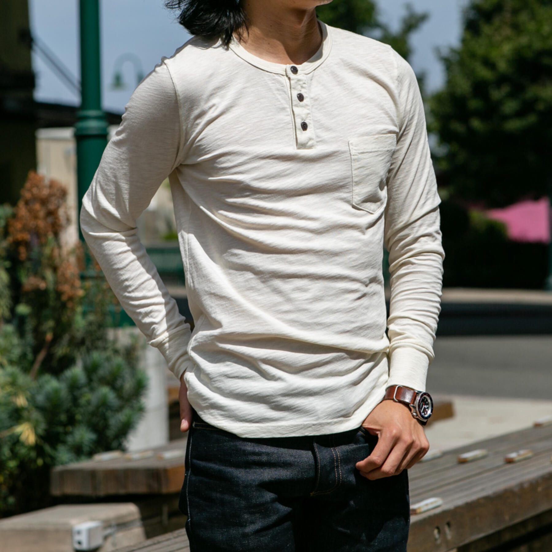 gustin slub pocket henley 3 pack