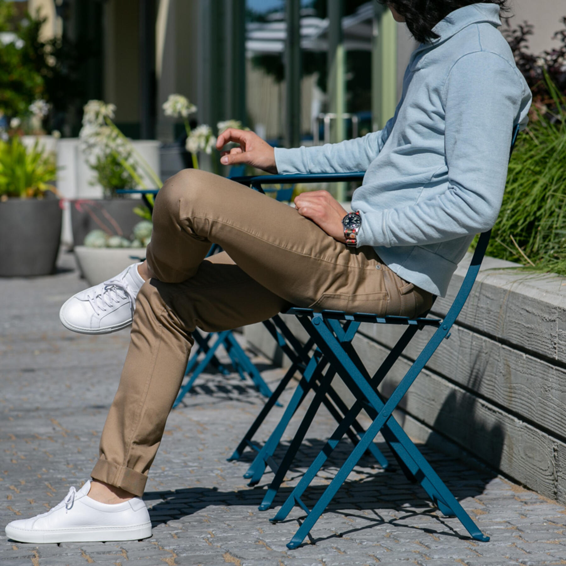 gustin sun fade indigo shawl collar sweatshirt