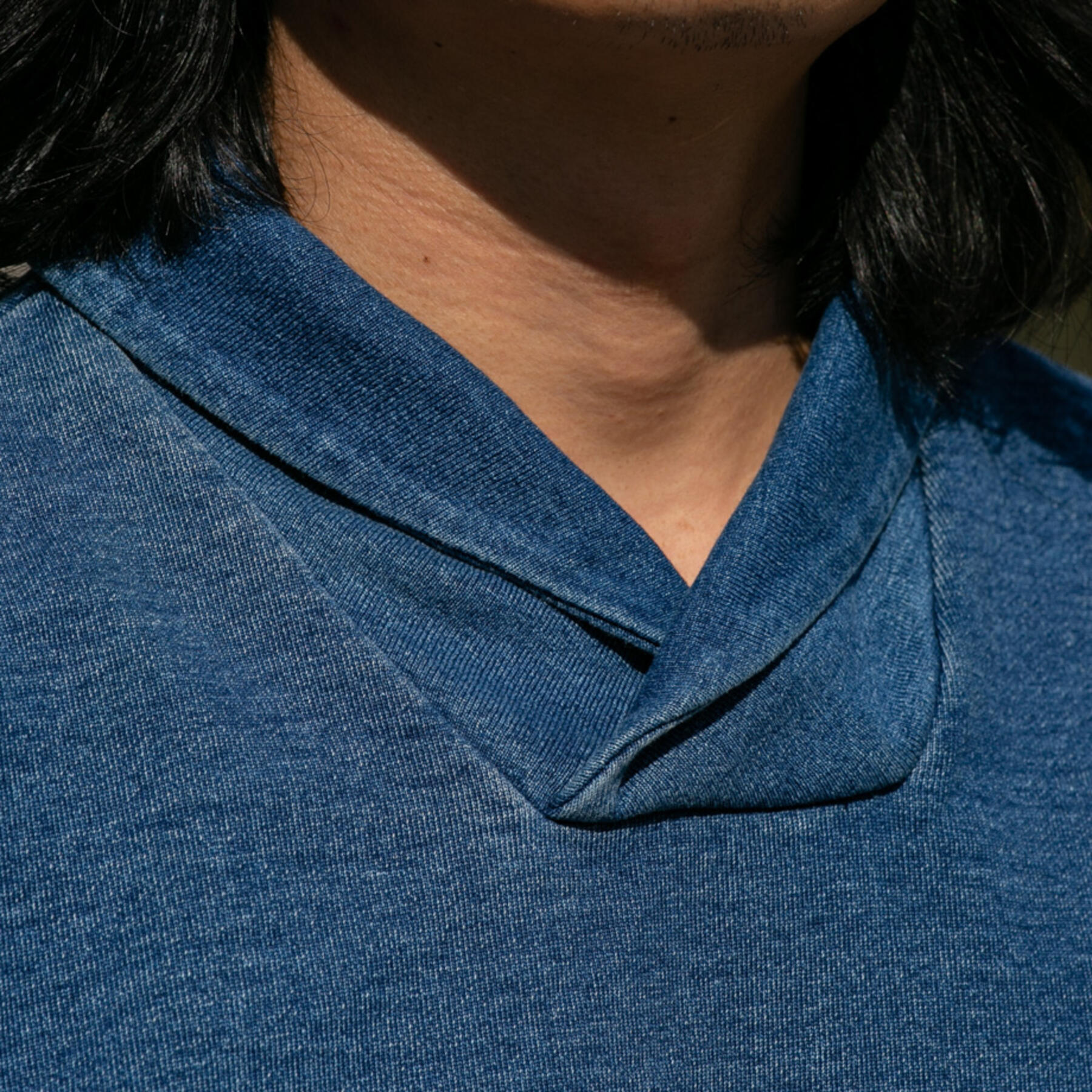 gustin shawl collar french terry - vintage indigo