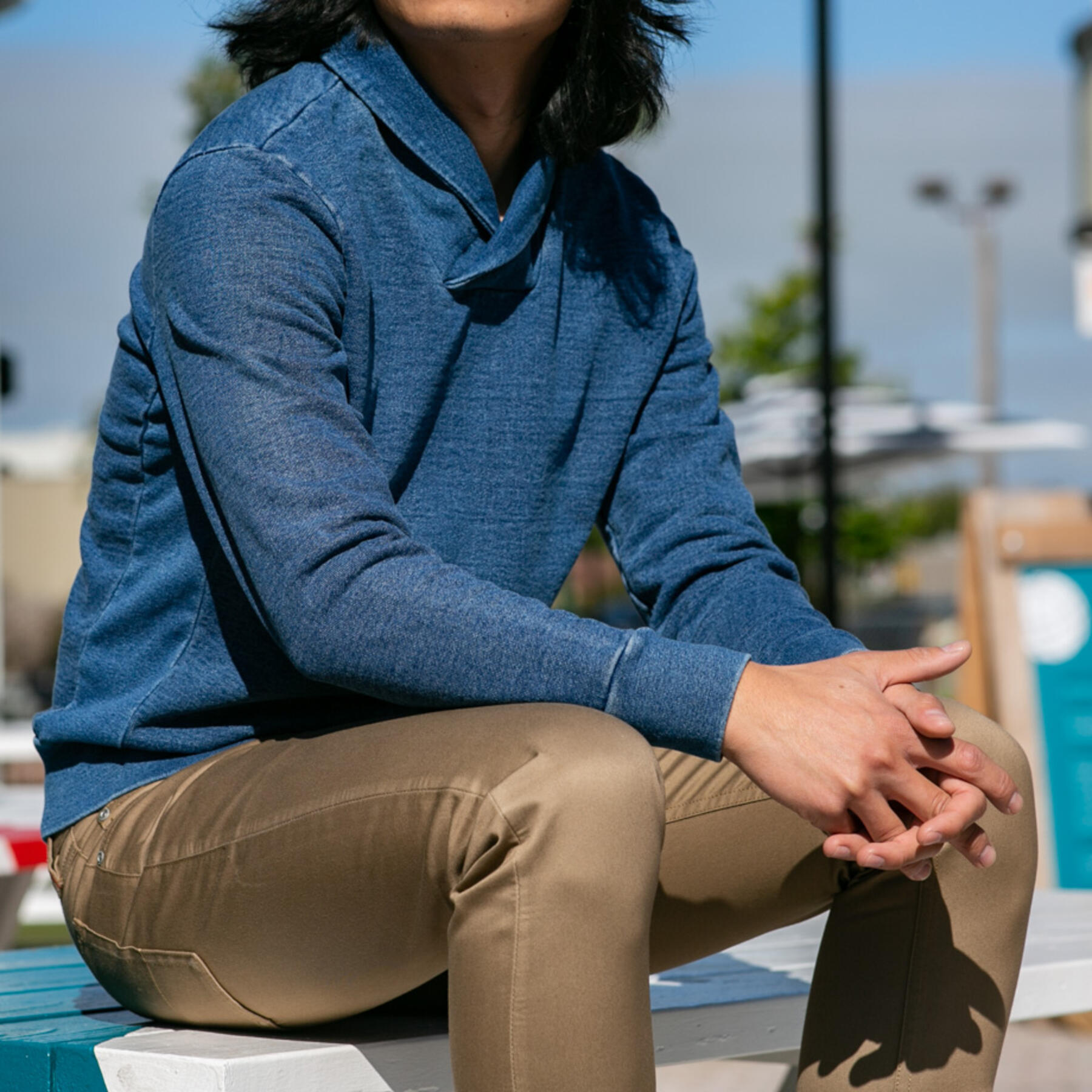 gustin indigo dye shawl collar sweatshirt 3 pack