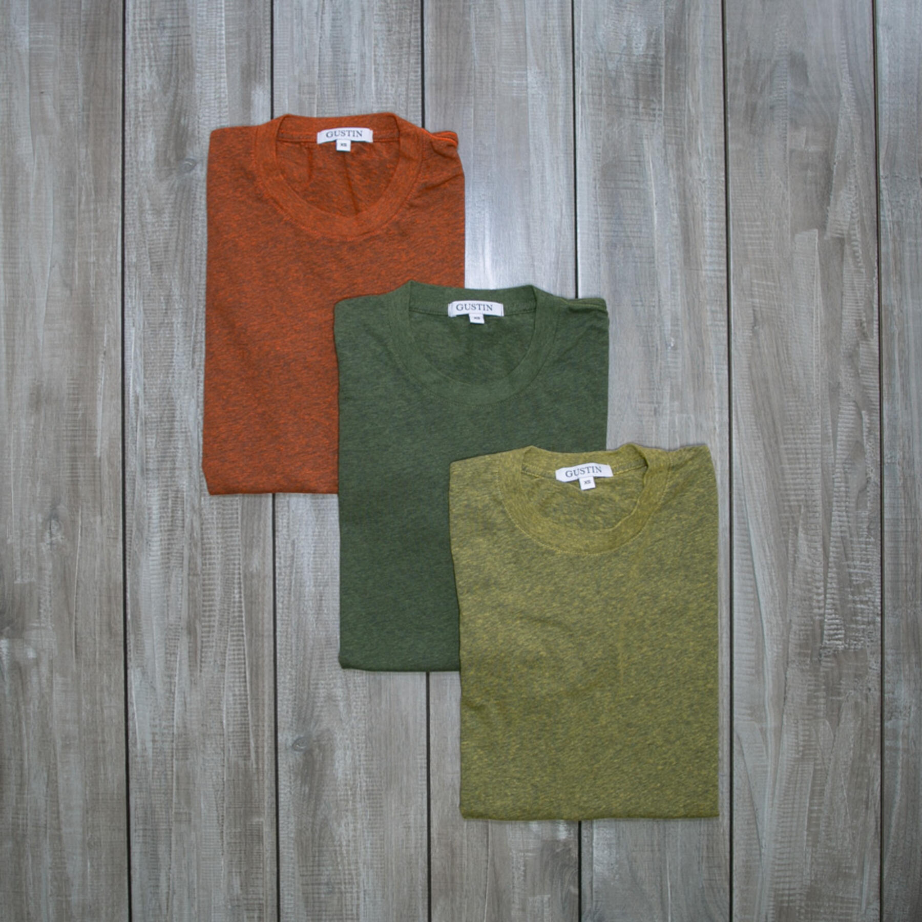 gustin heather t-shirt 3pk (rust, forest, mustard)