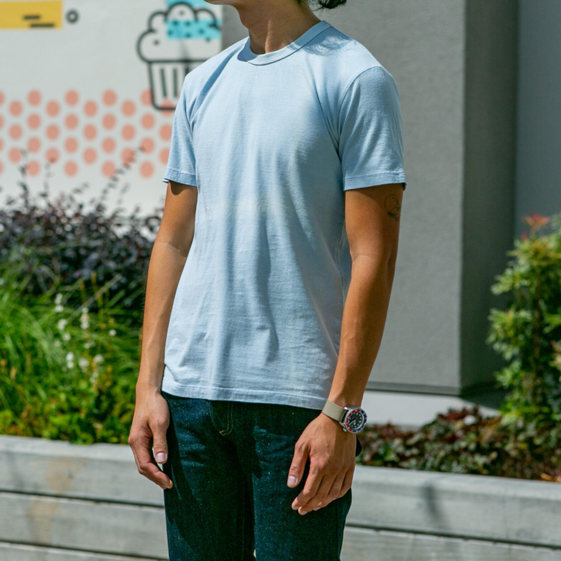 gustin indigo dyed t-shirt 2 pack - sun fade indigo