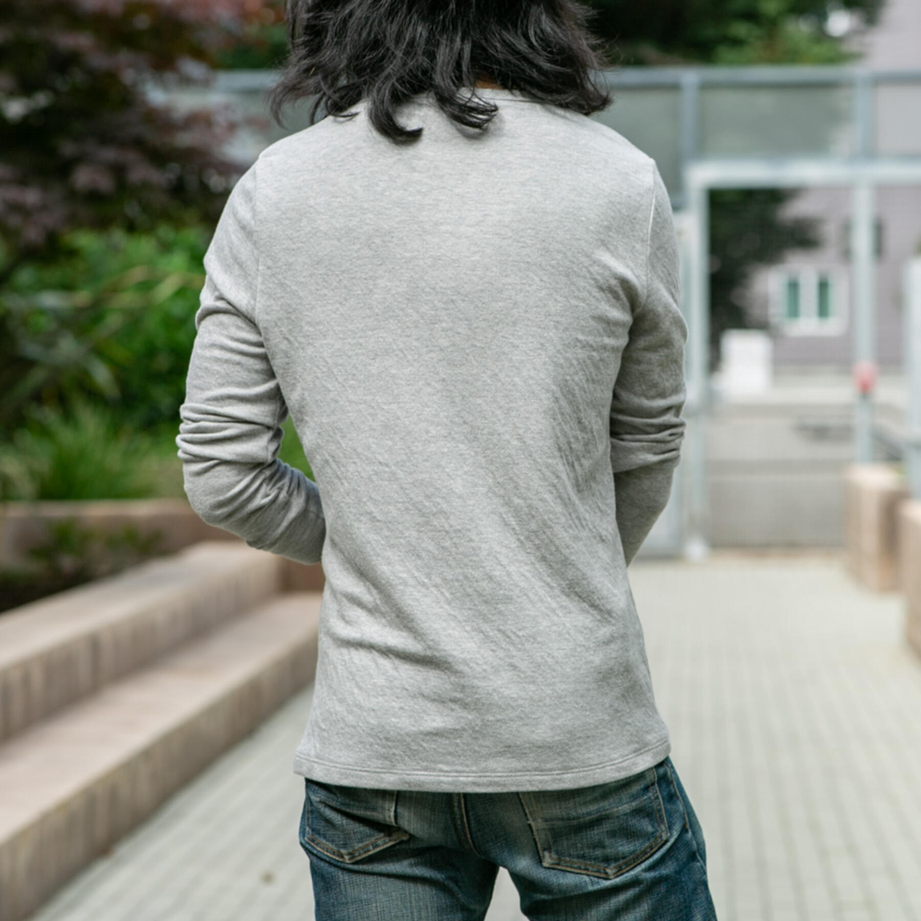 gustin double knit henley - heather grey