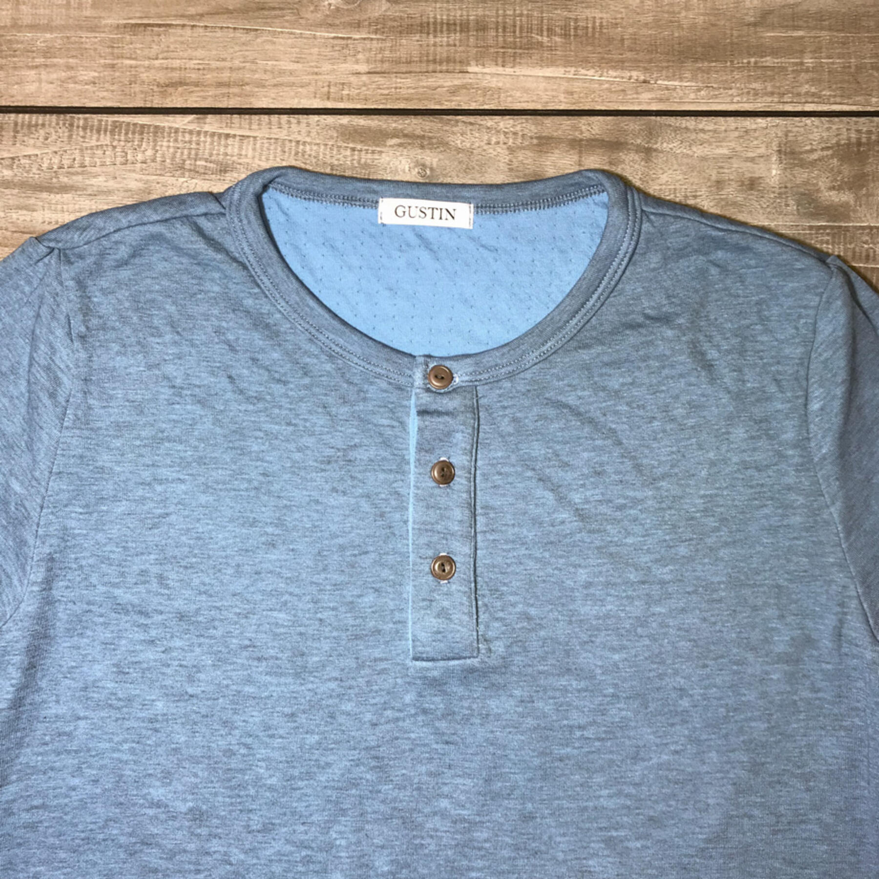 gustin double knit henley - cobalt