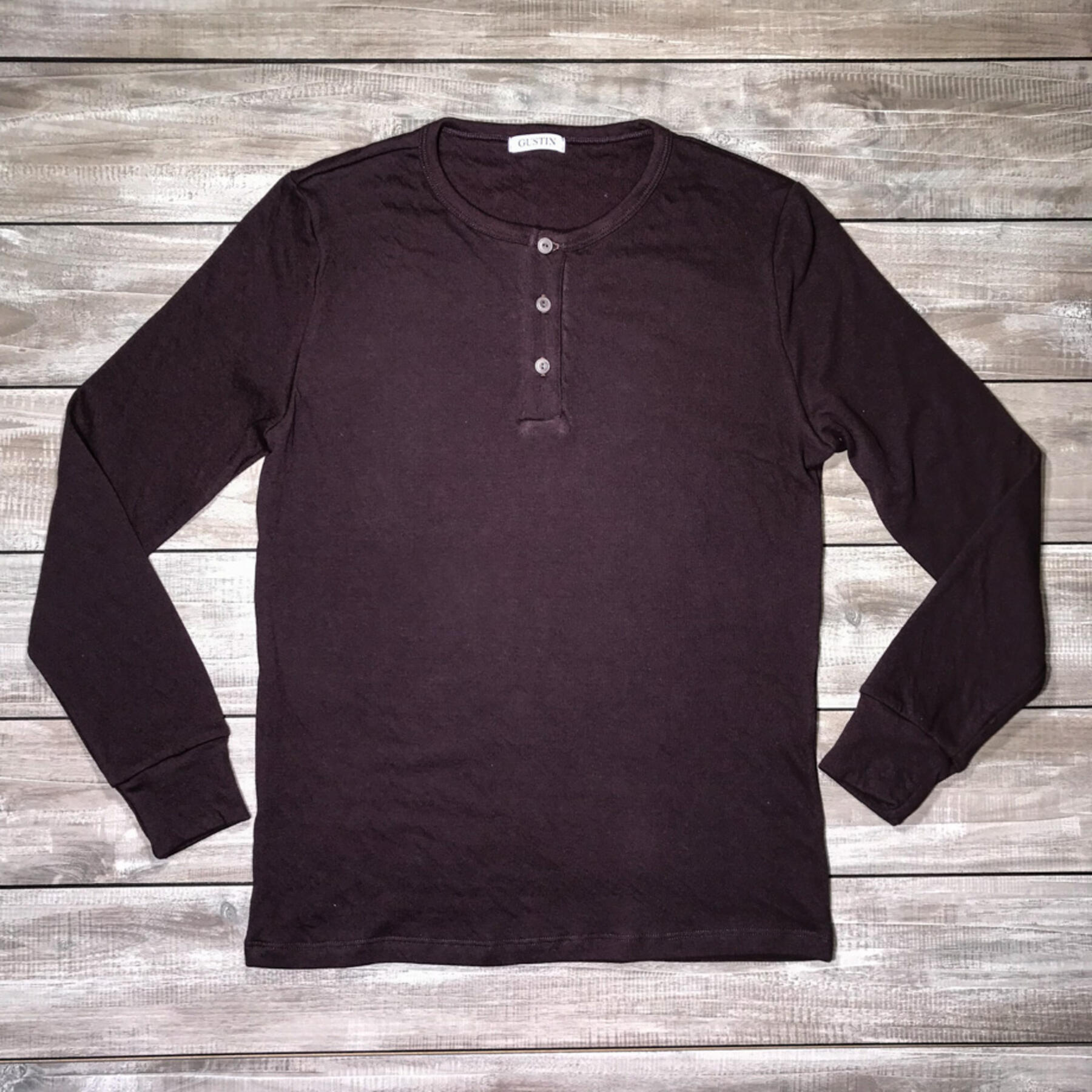 gustin double knit henley - oxblood