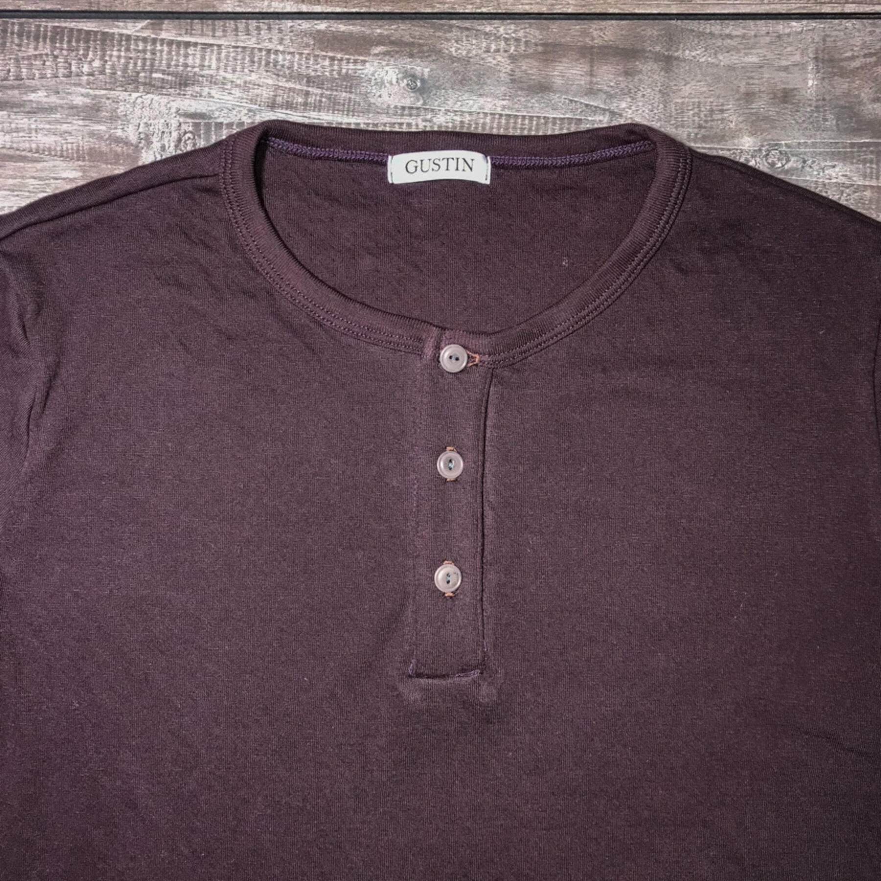 gustin double knit henley - oxblood