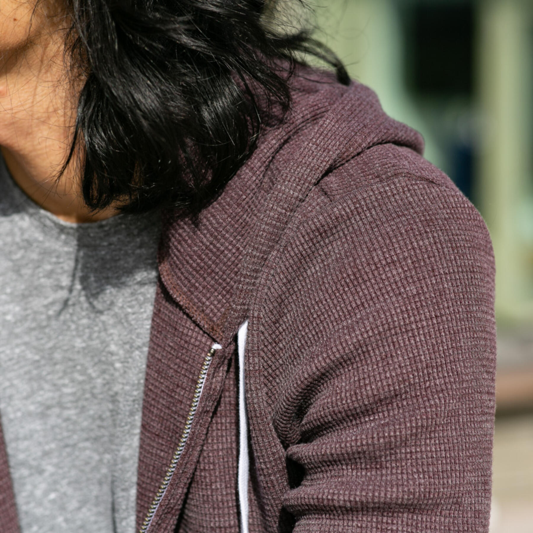 gustin waffle zip hoodie - oxblood