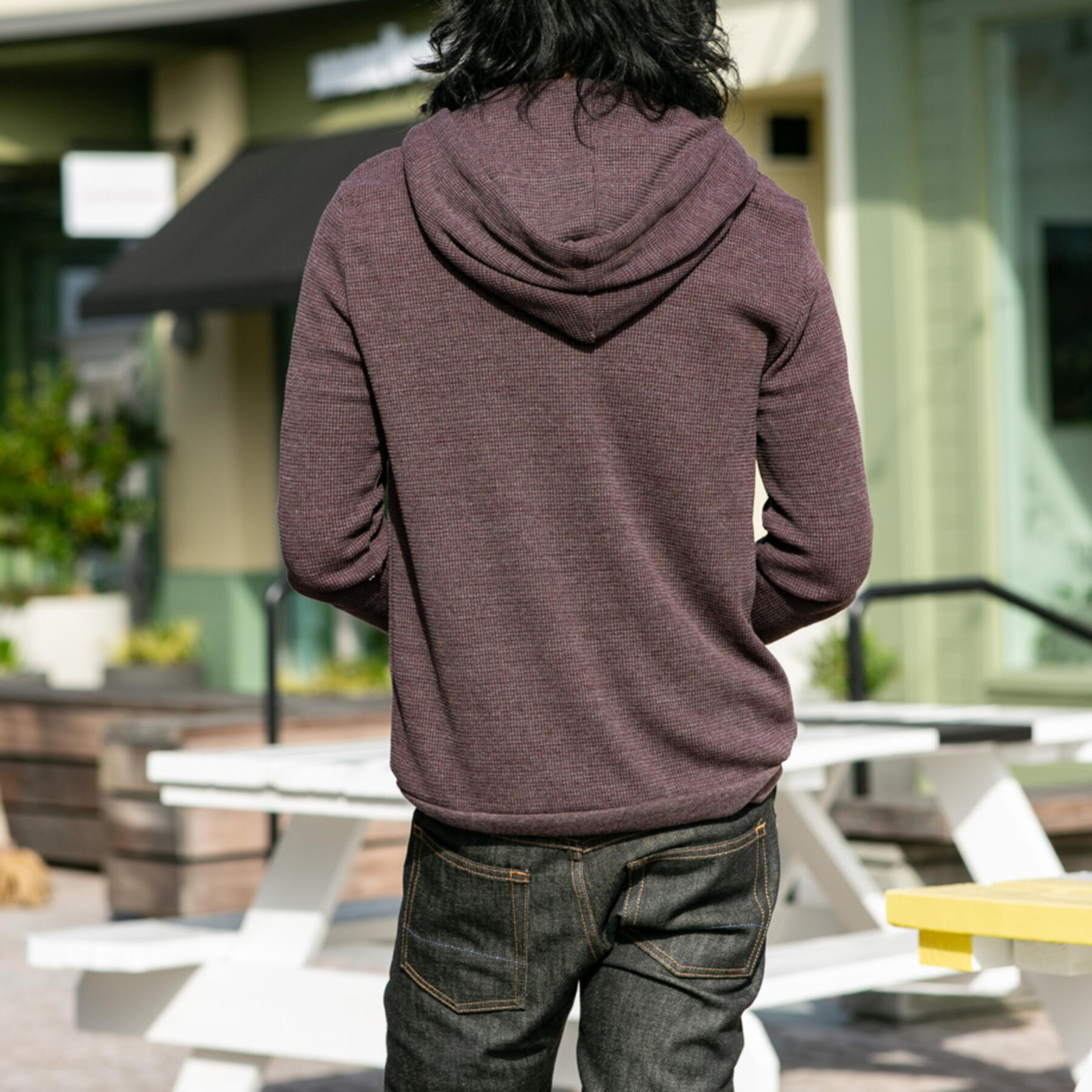 gustin waffle zip hoodie - oxblood