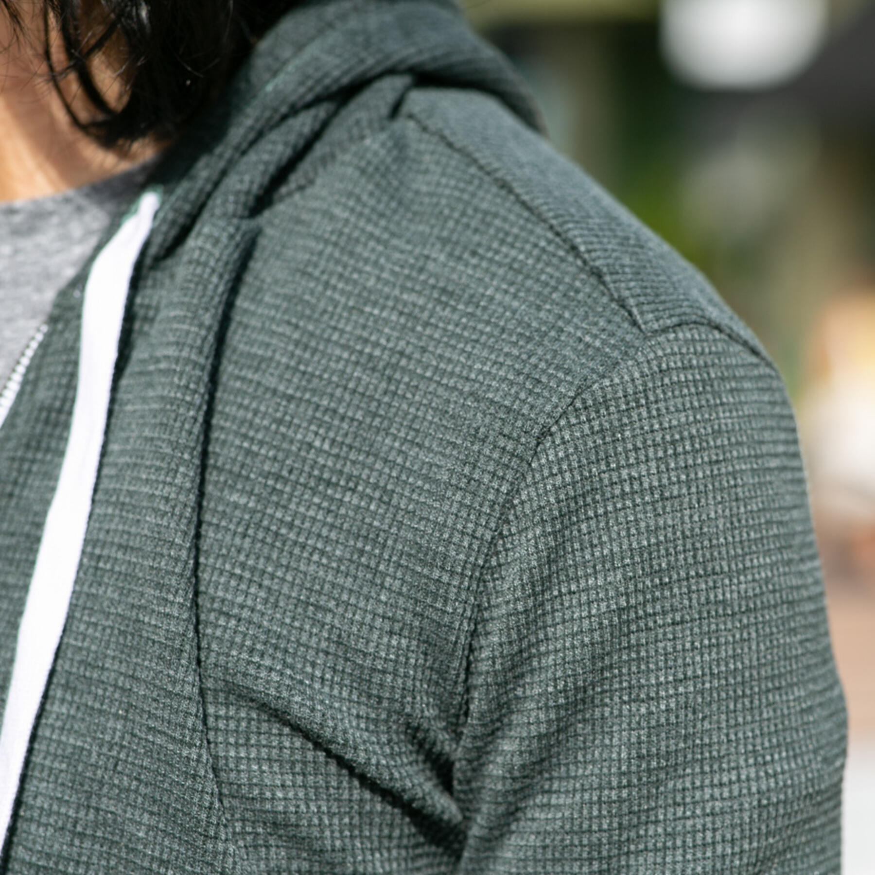 gustin waffle zip hoodie - forest