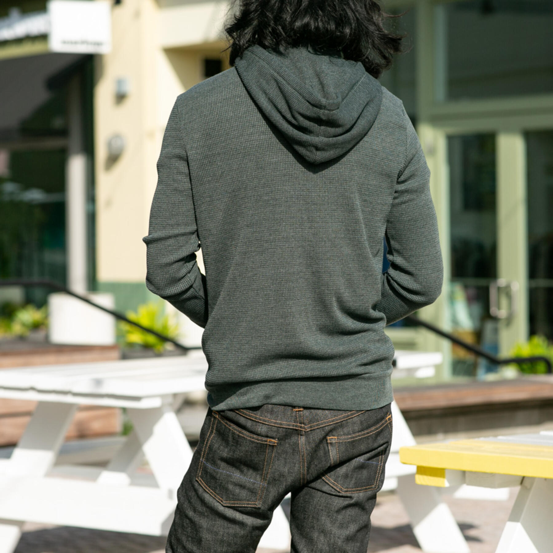 gustin waffle zip hoodie - forest