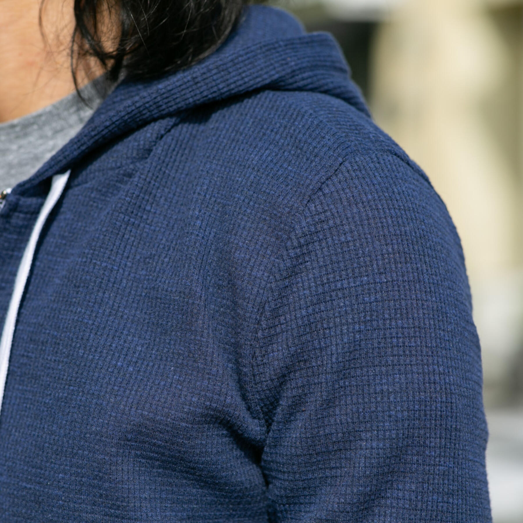 gustin waffle zip hoodie - navy