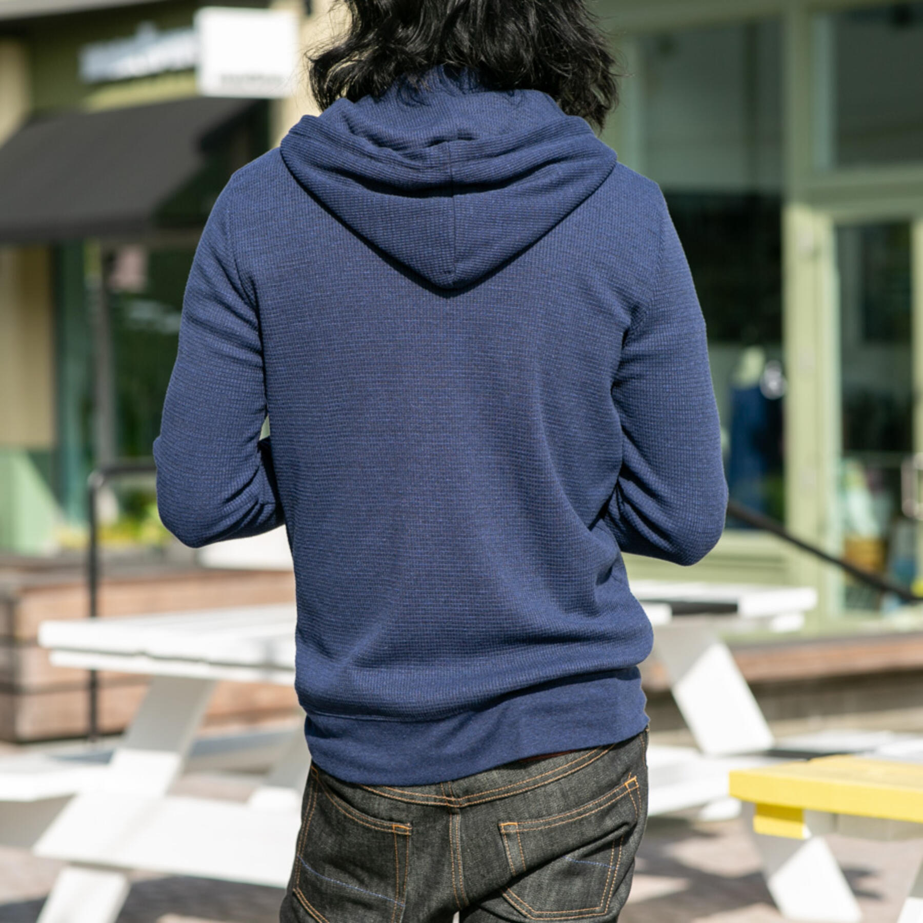 Waffle Zip Hoodie - Navy | Gustin | Knits | Sweatshirts