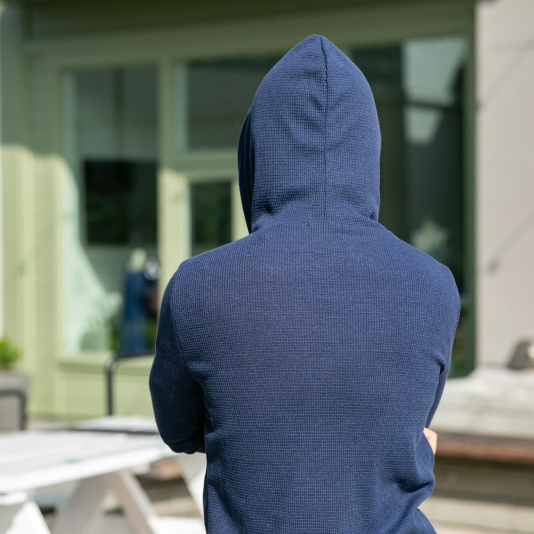 gustin waffle zip hoodie - navy