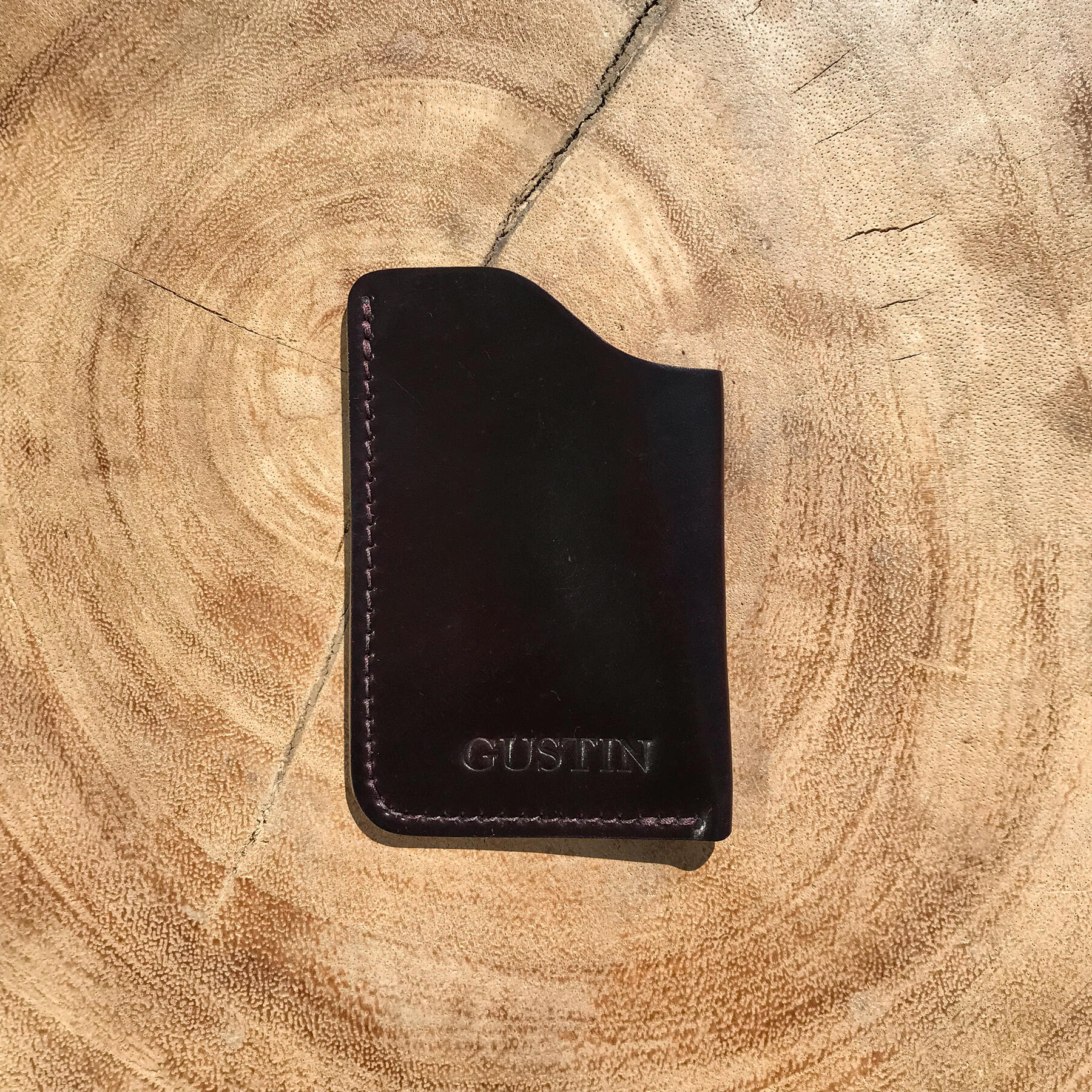 gustin #8 horween shell cordovan corner wallet