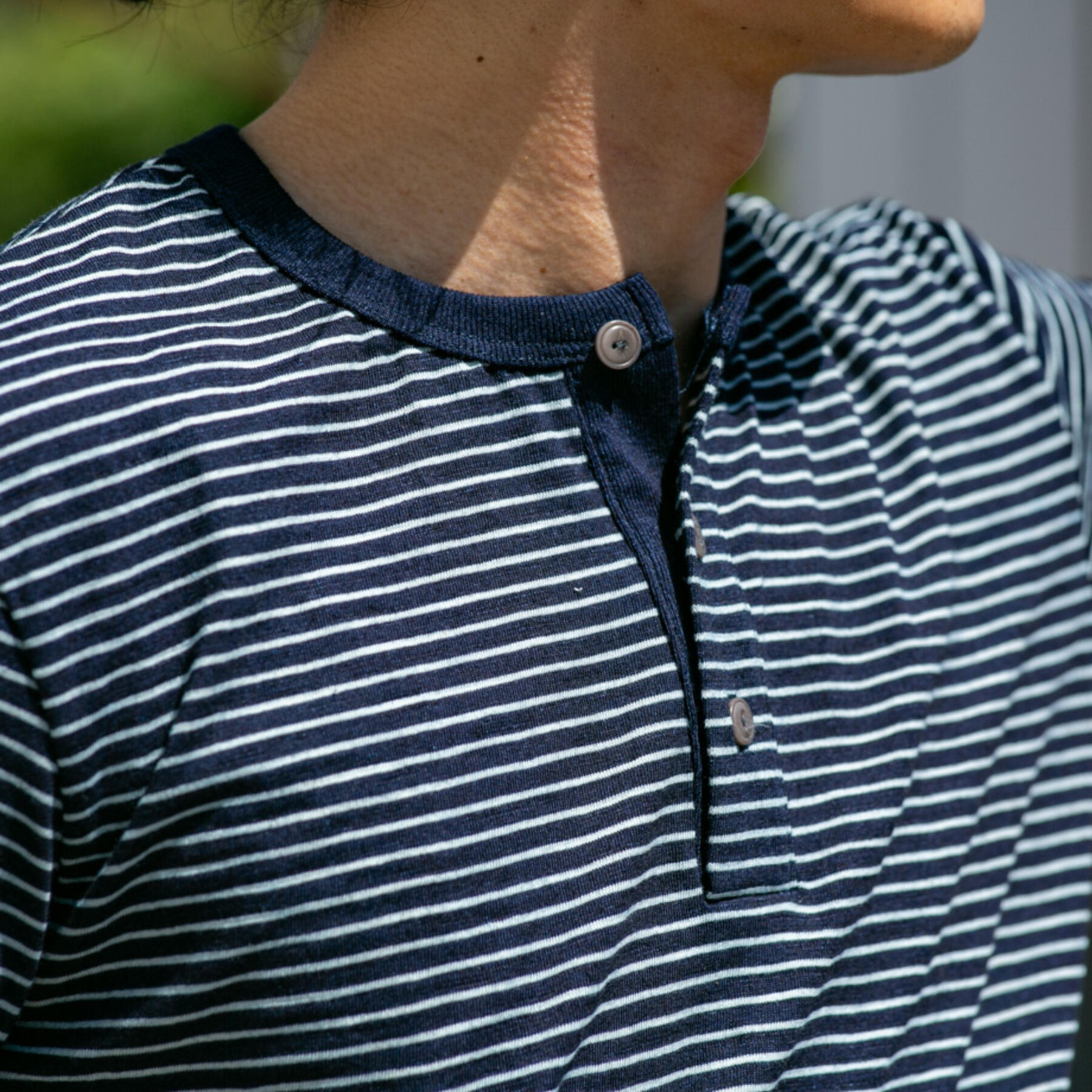 gustin indigo dyed stripe short sleeve henley 2 pack