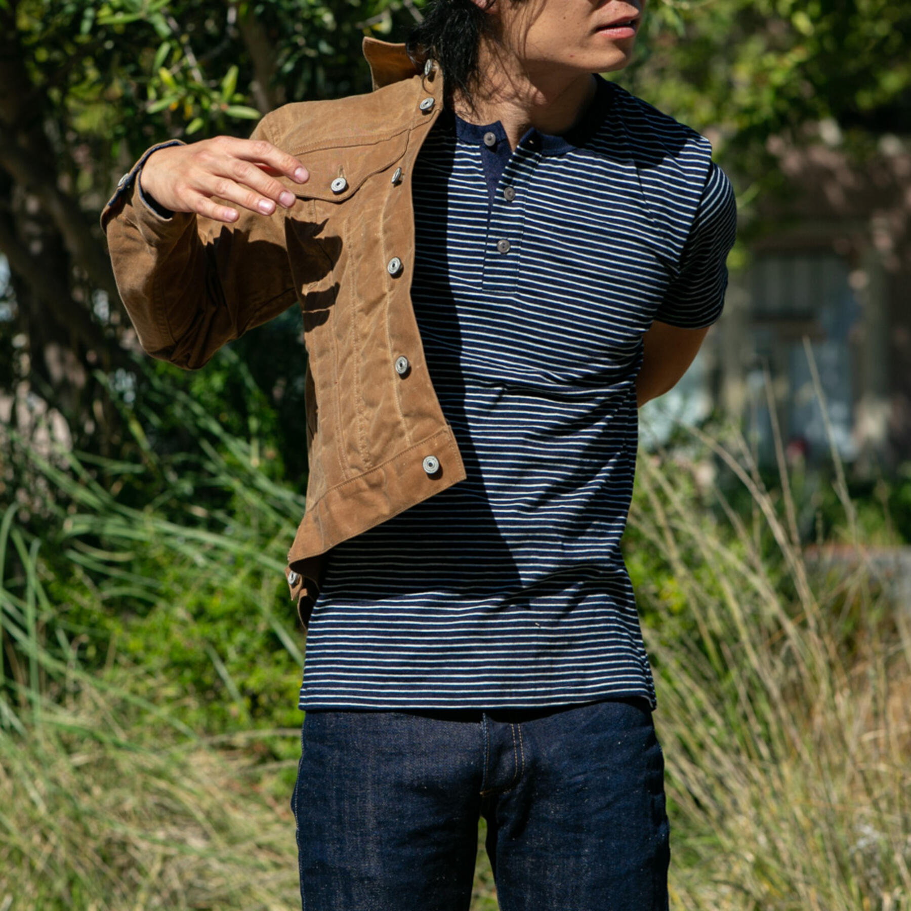 gustin trucker jacket - waxed brown