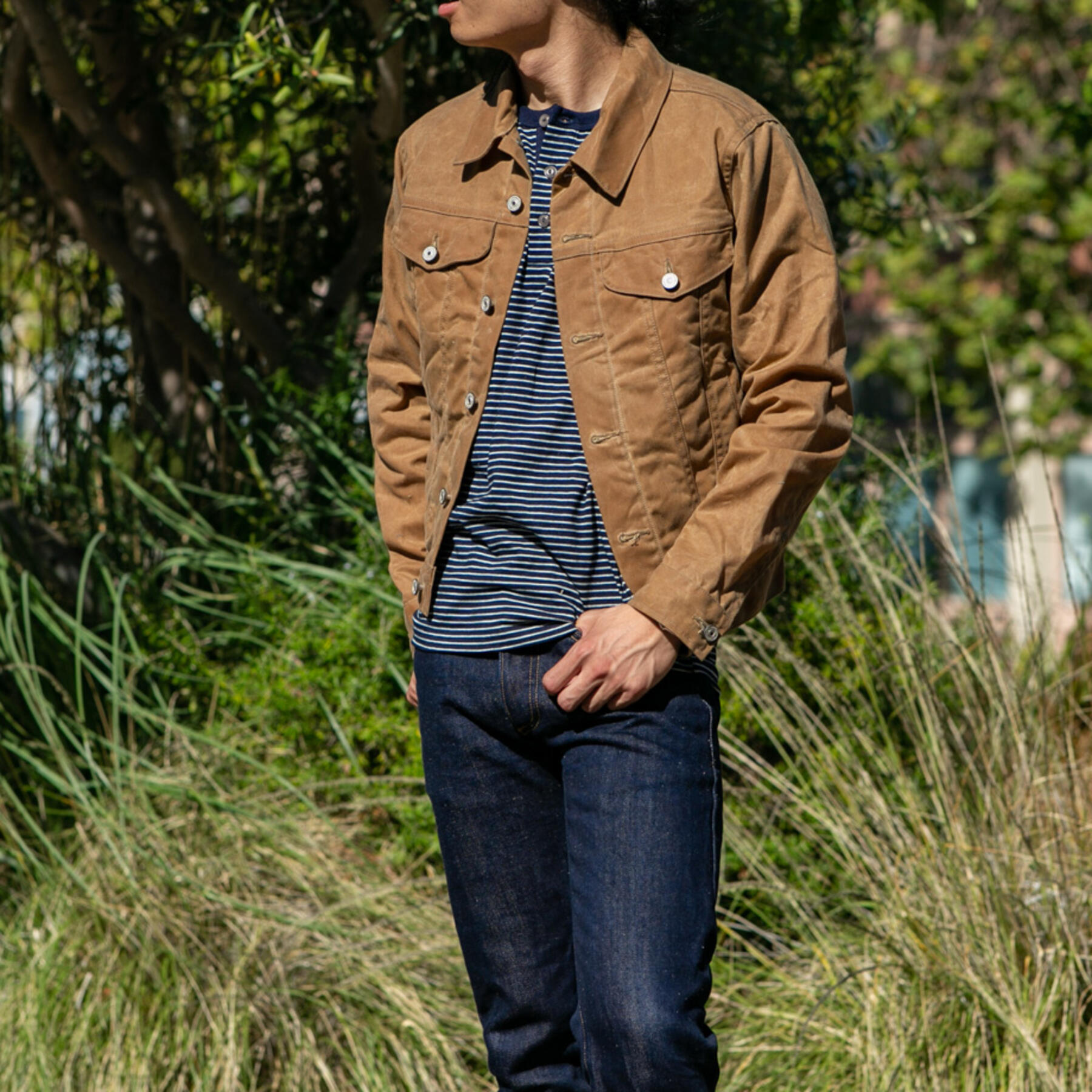 gustin trucker jacket - waxed brown