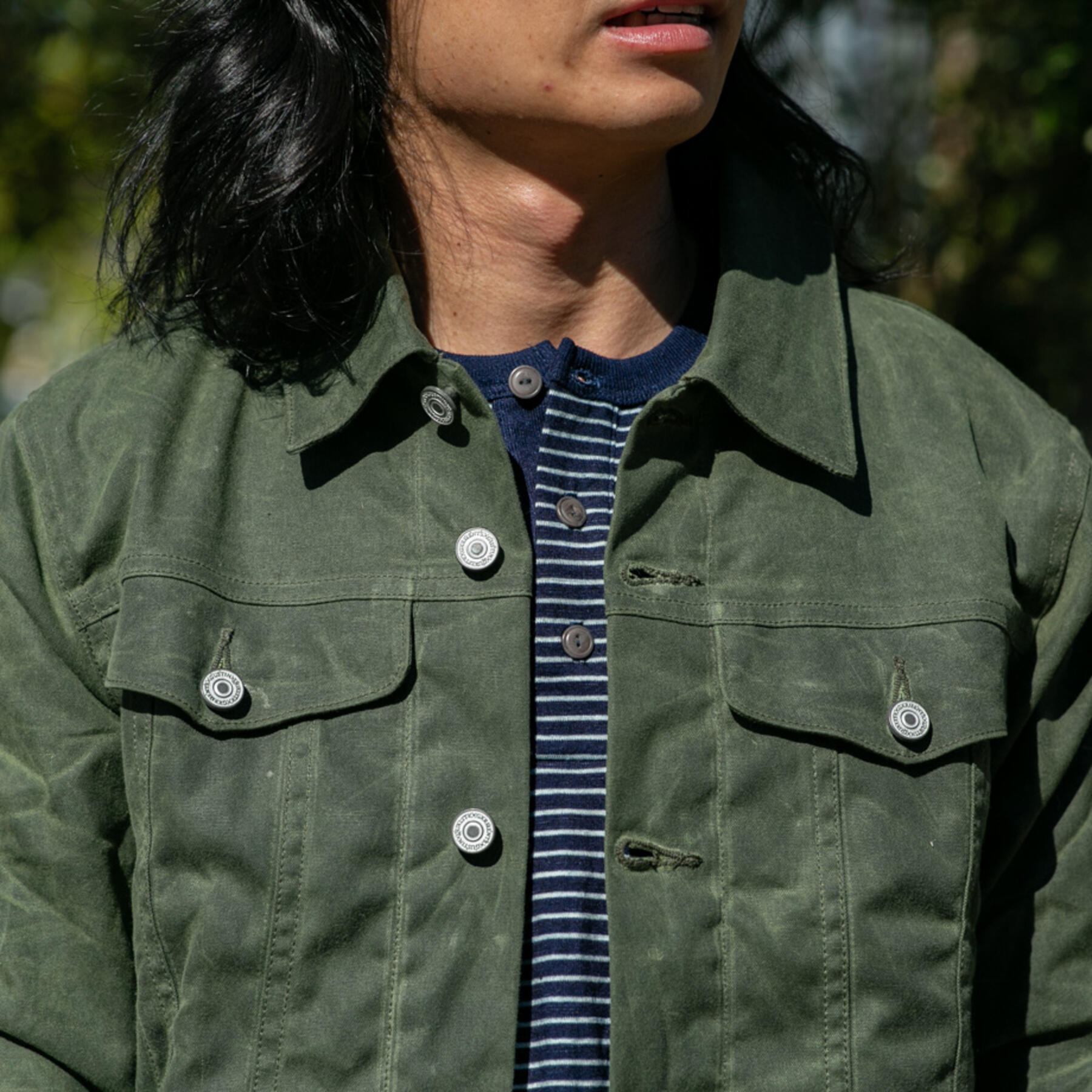 gustin trucker jacket - waxed olive