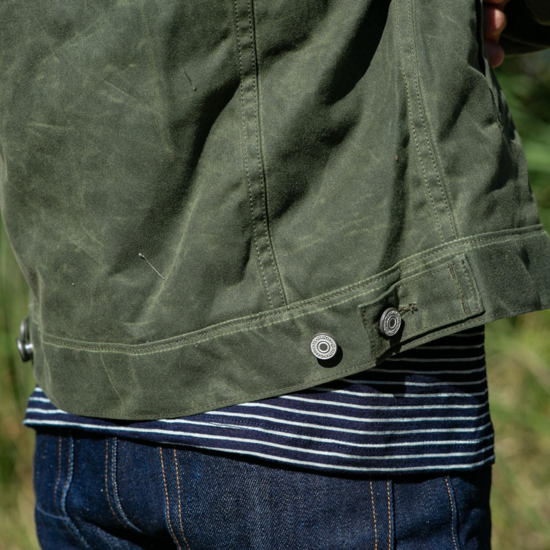 gustin trucker jacket - waxed olive