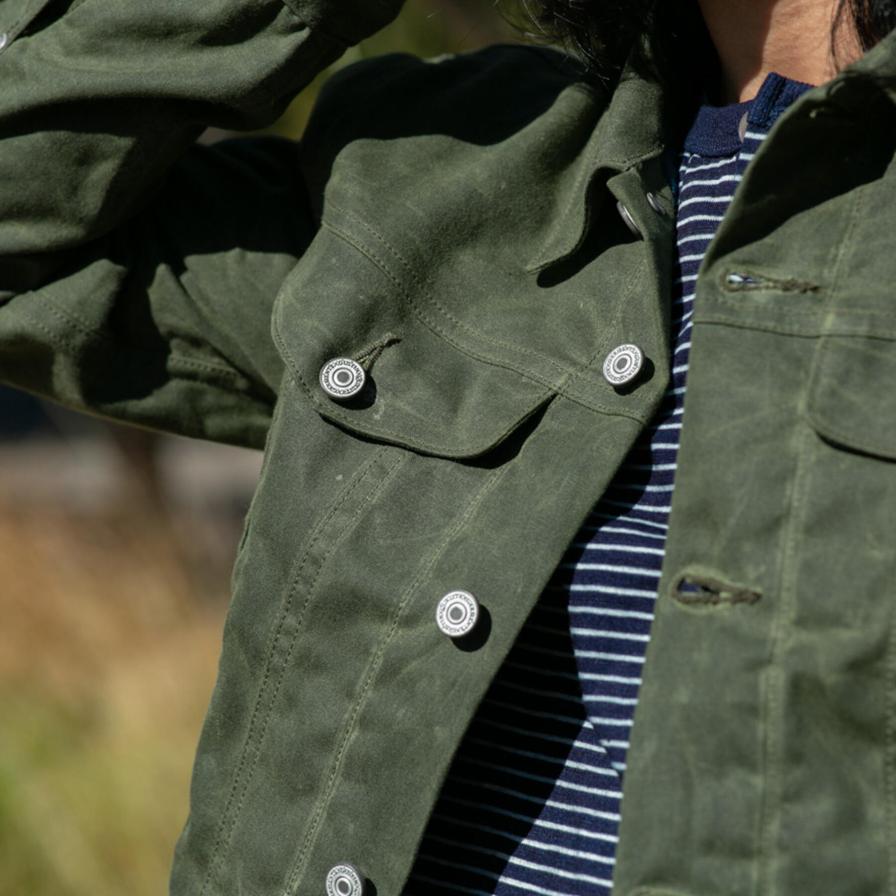 gustin trucker jacket - waxed olive