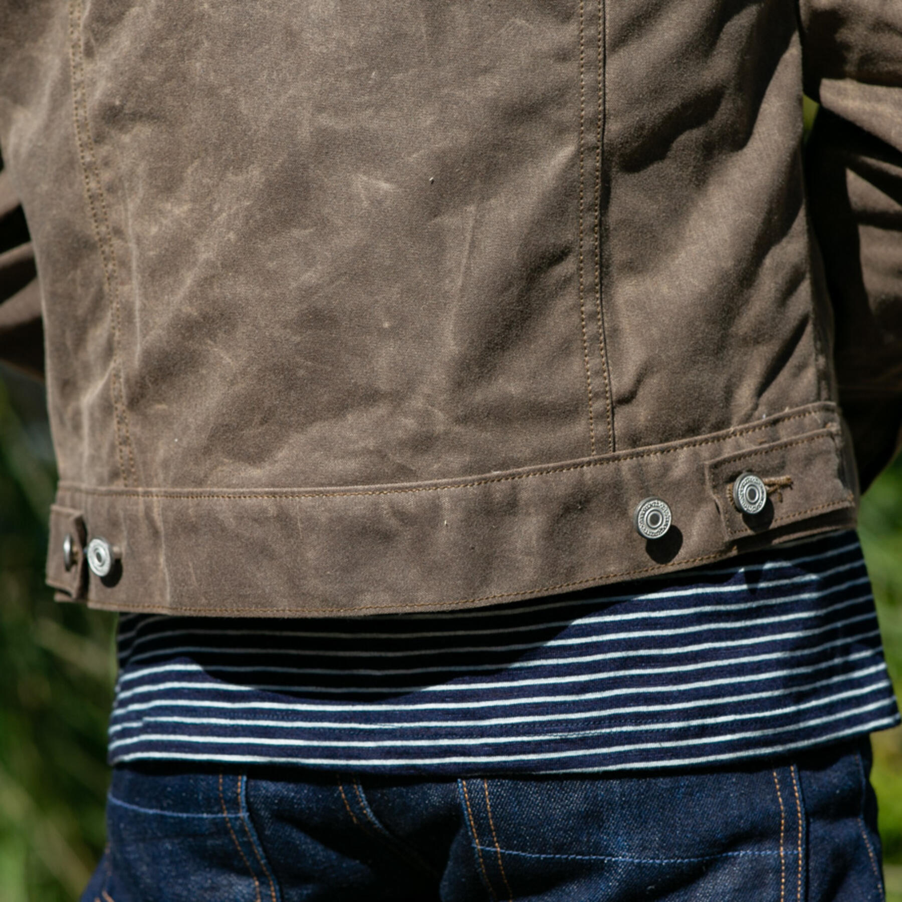 gustin trucker jacket - waxed dark oak