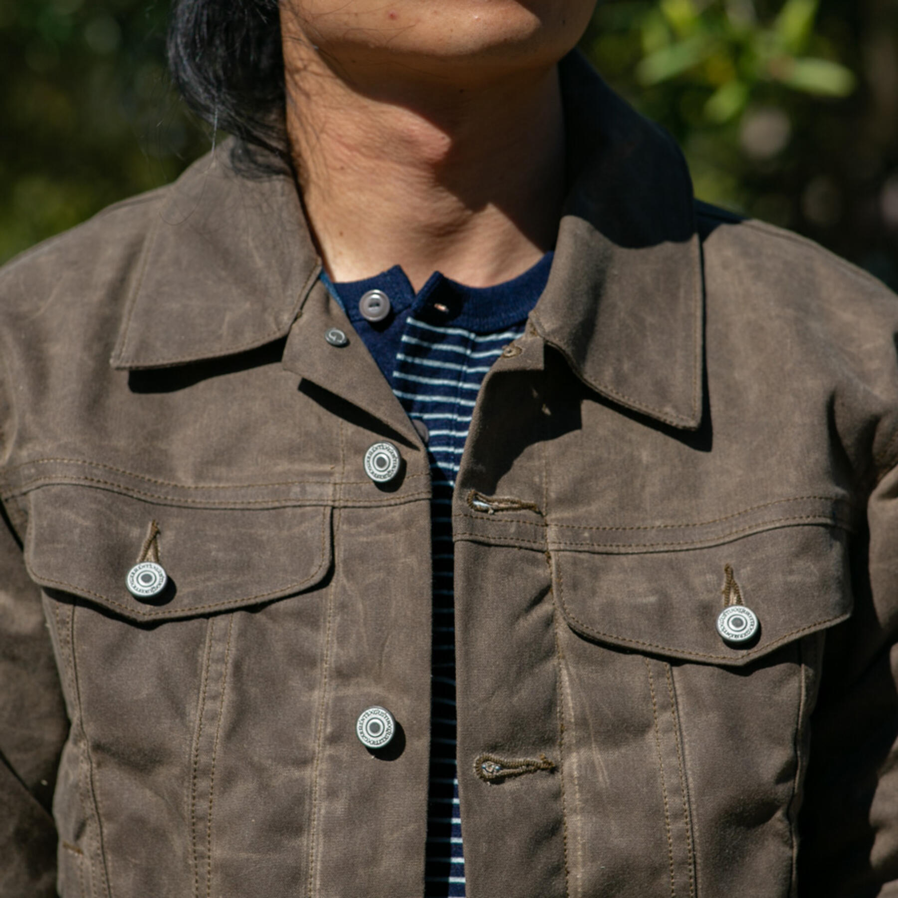 gustin trucker jacket - waxed dark oak