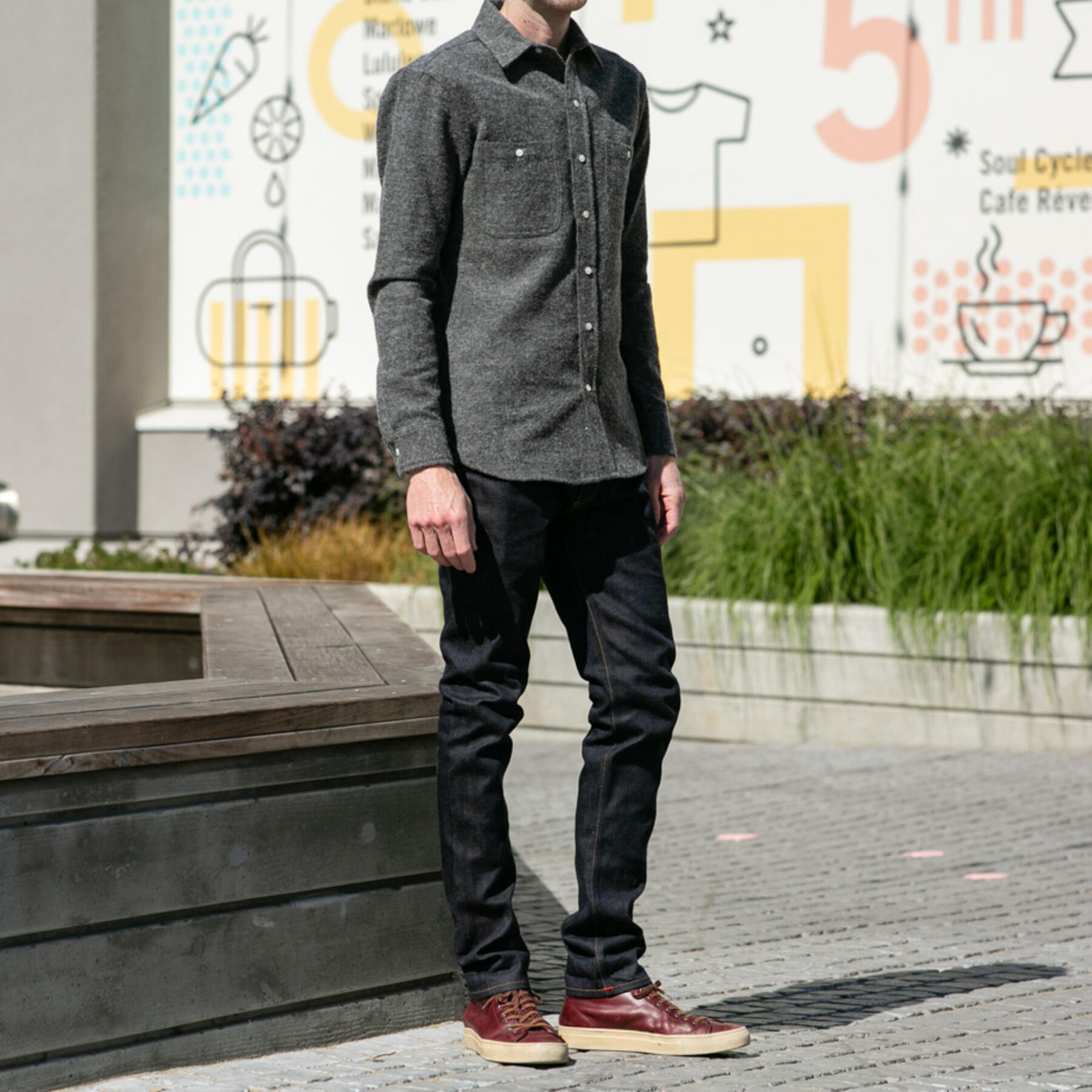 gustin #629 charcoalxblack vintage wool