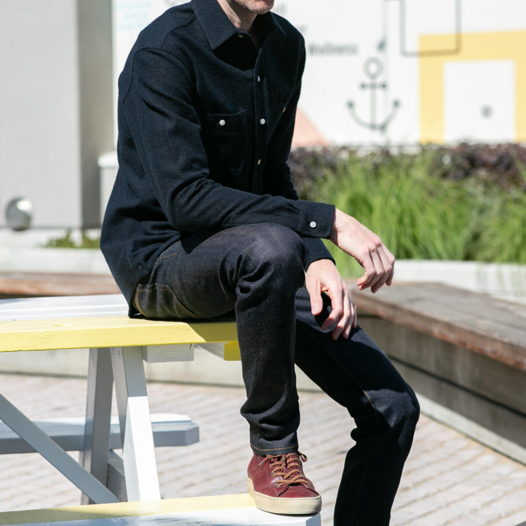gustin #632 navyxblack vintage wool