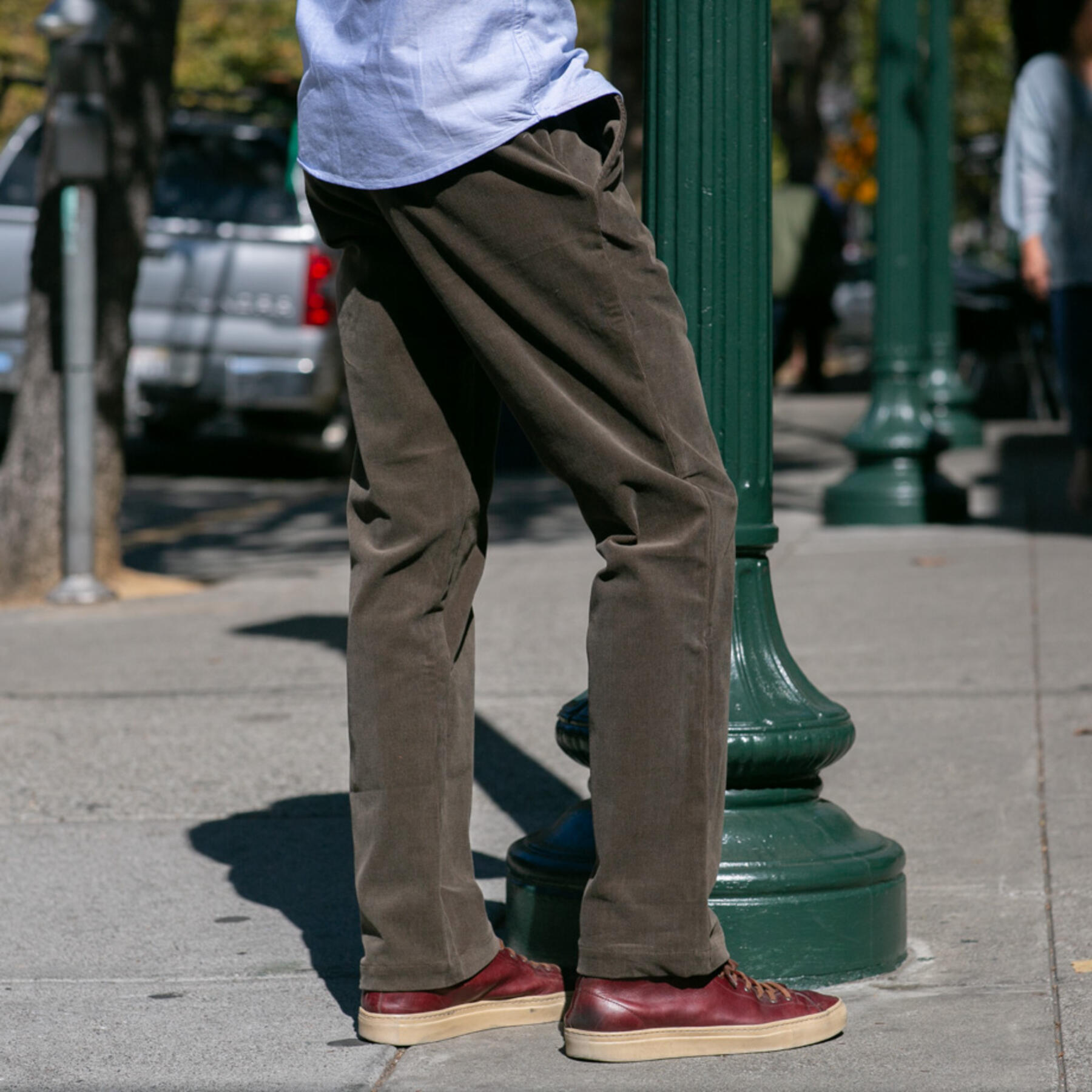 gustin #203 wool stretch corduroy chinos - olive drab