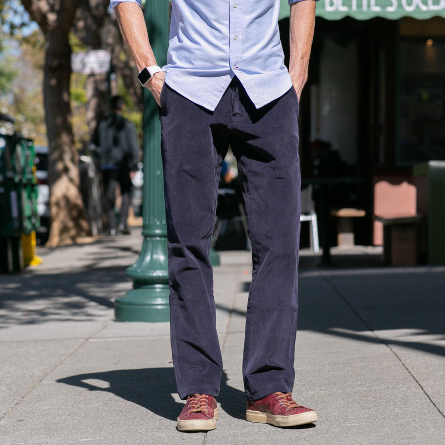 gustin #203 wool stretch corduroy chinos - olive drab