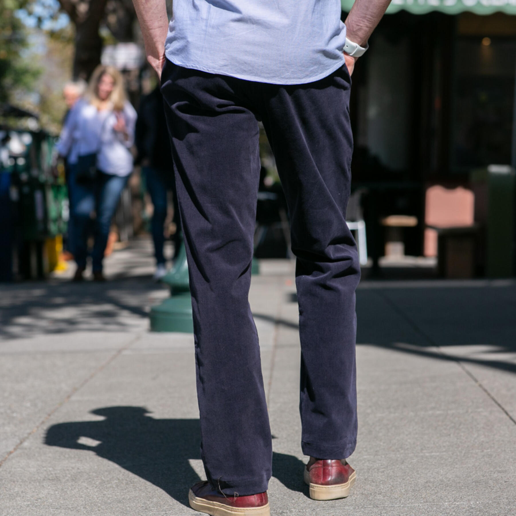 gustin #202 wool stretch corduroy chinos - navy