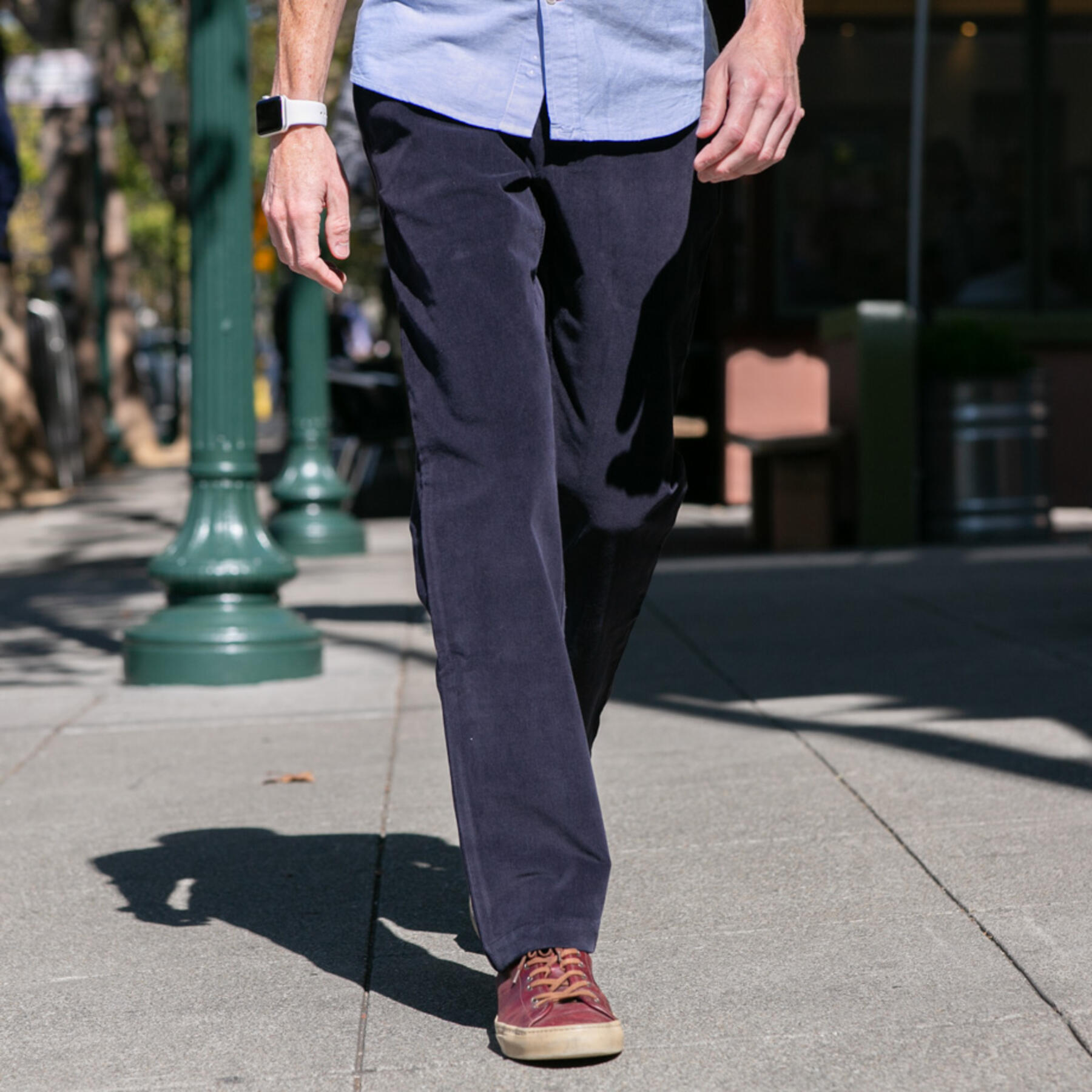 gustin #202 wool stretch corduroy chinos - navy