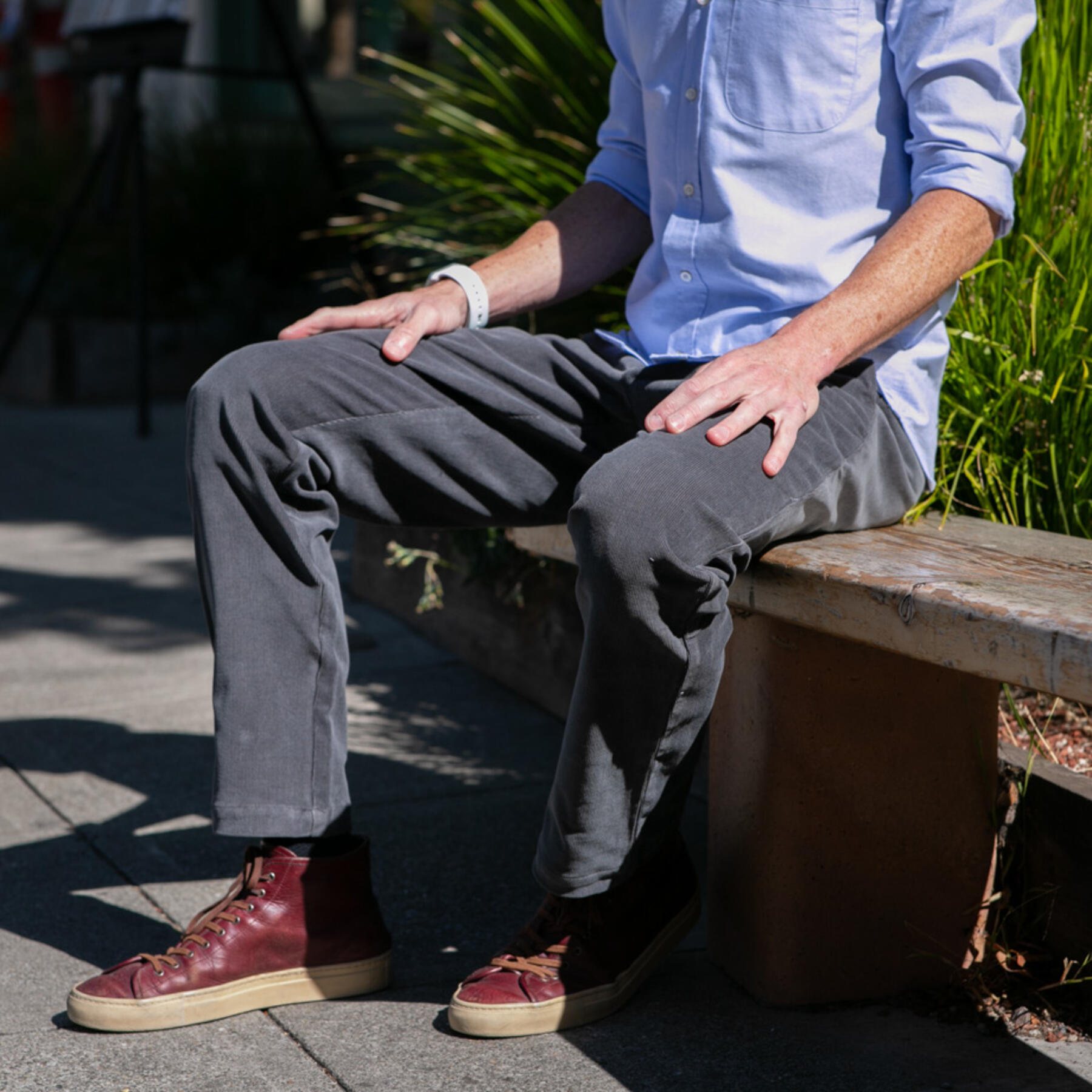 gustin #201 wool stretch corduroy chinos - titanium