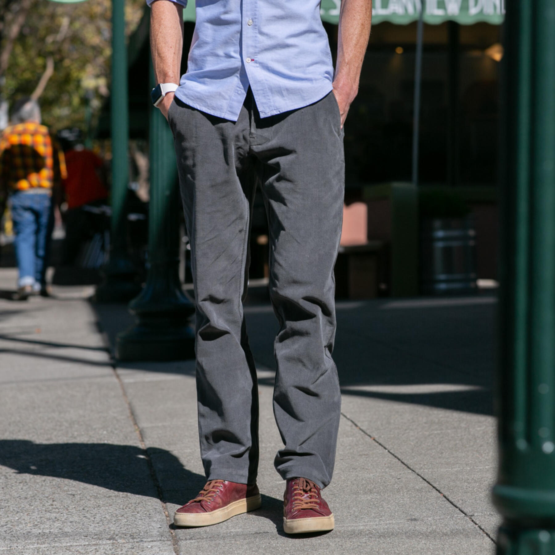 gustin #201 wool stretch corduroy chinos - titanium