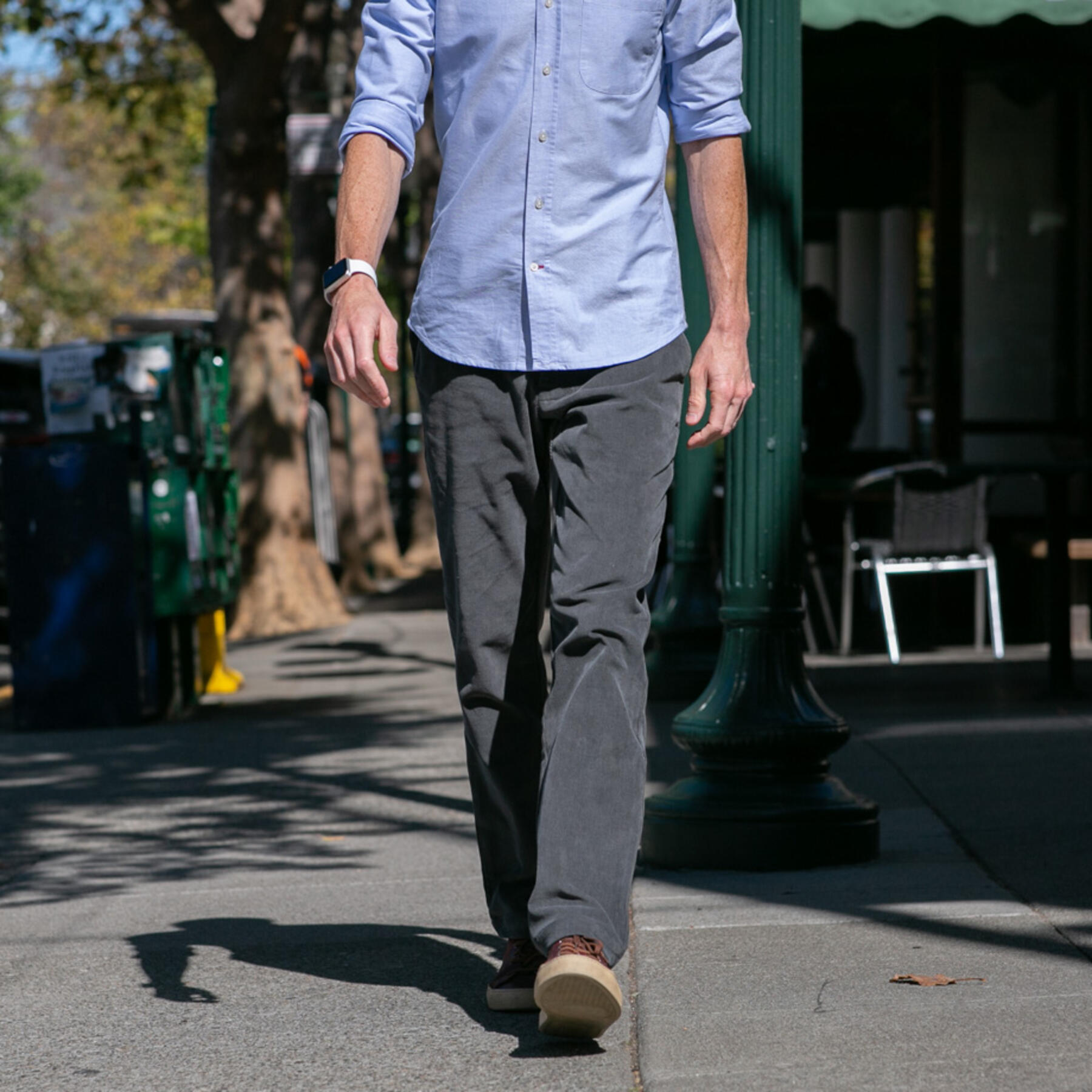 gustin #201 wool stretch corduroy chinos - titanium