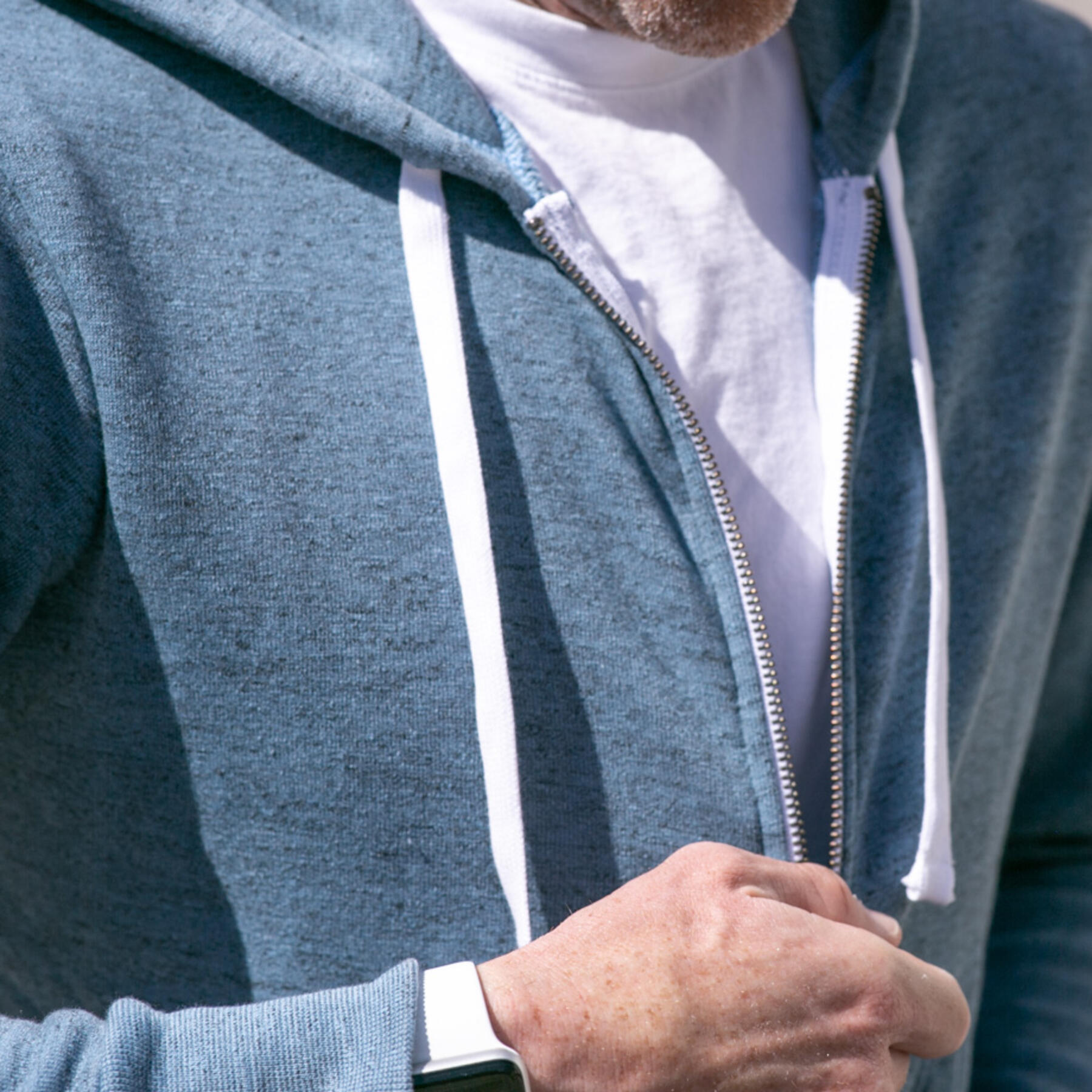 gustin twisted yarn fleece zip hoodie - sky