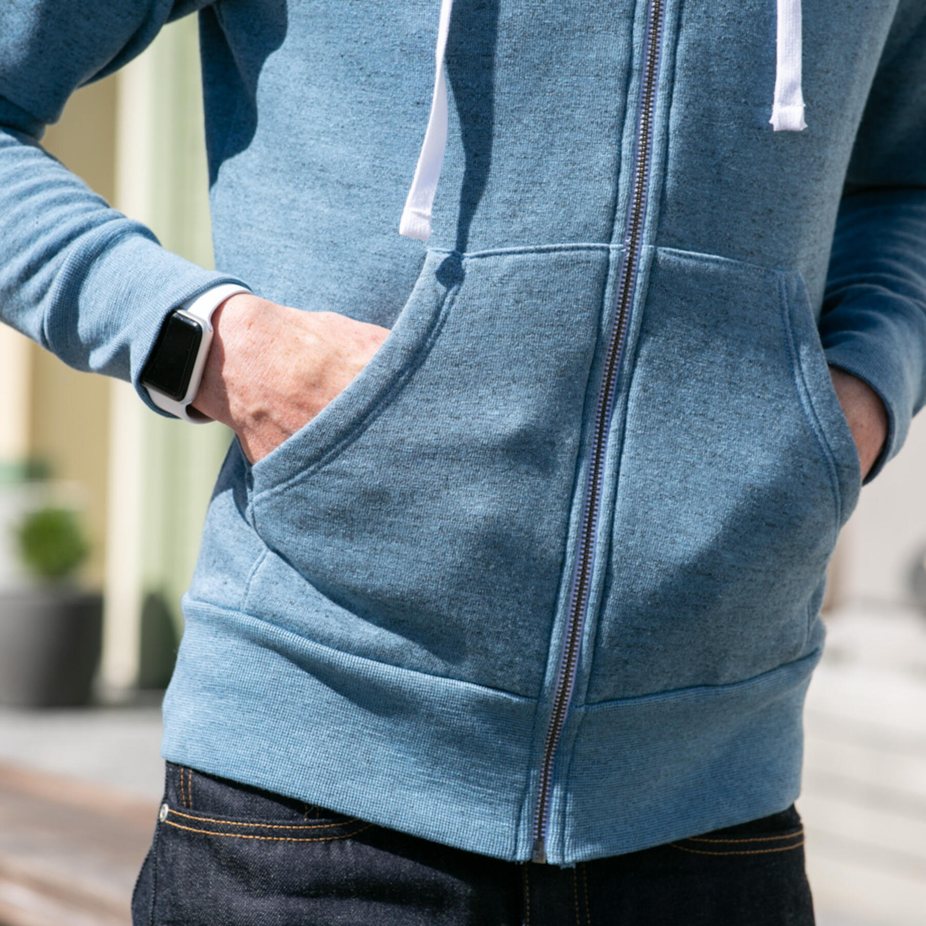 gustin twisted yarn fleece zip hoodie - sky