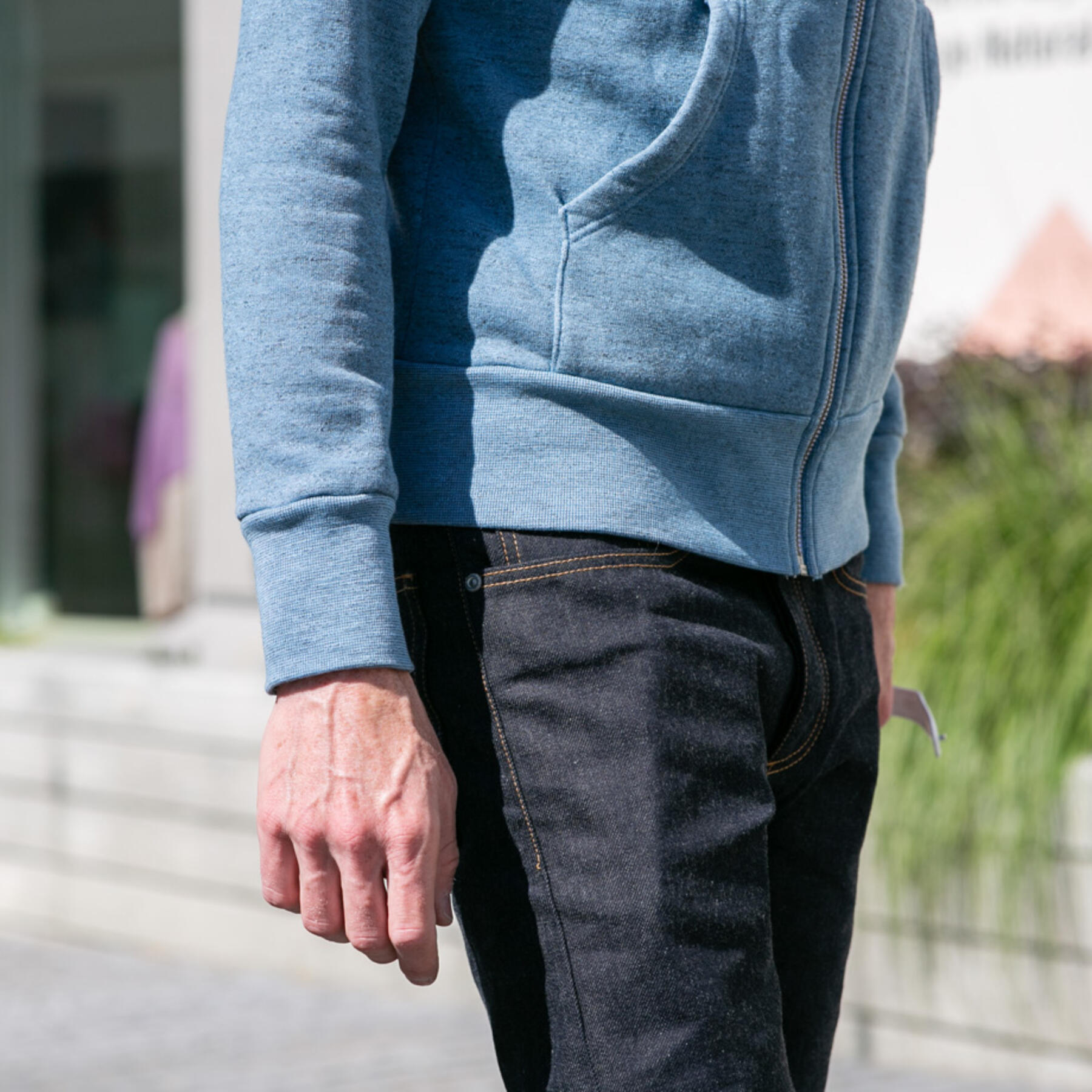 gustin twisted yarn fleece zip hoodie - sky