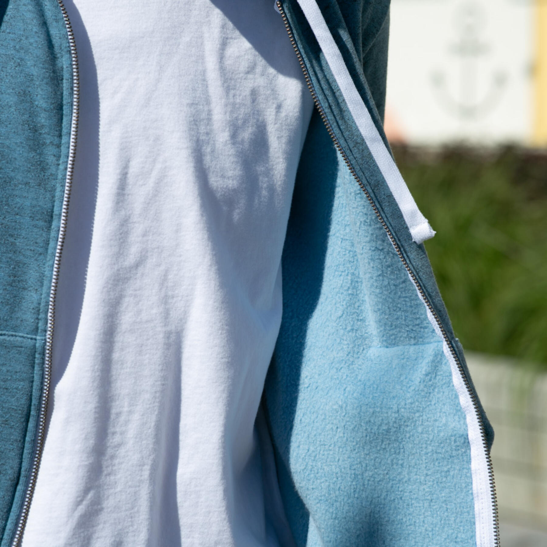 gustin twisted yarn fleece zip hoodie - sky