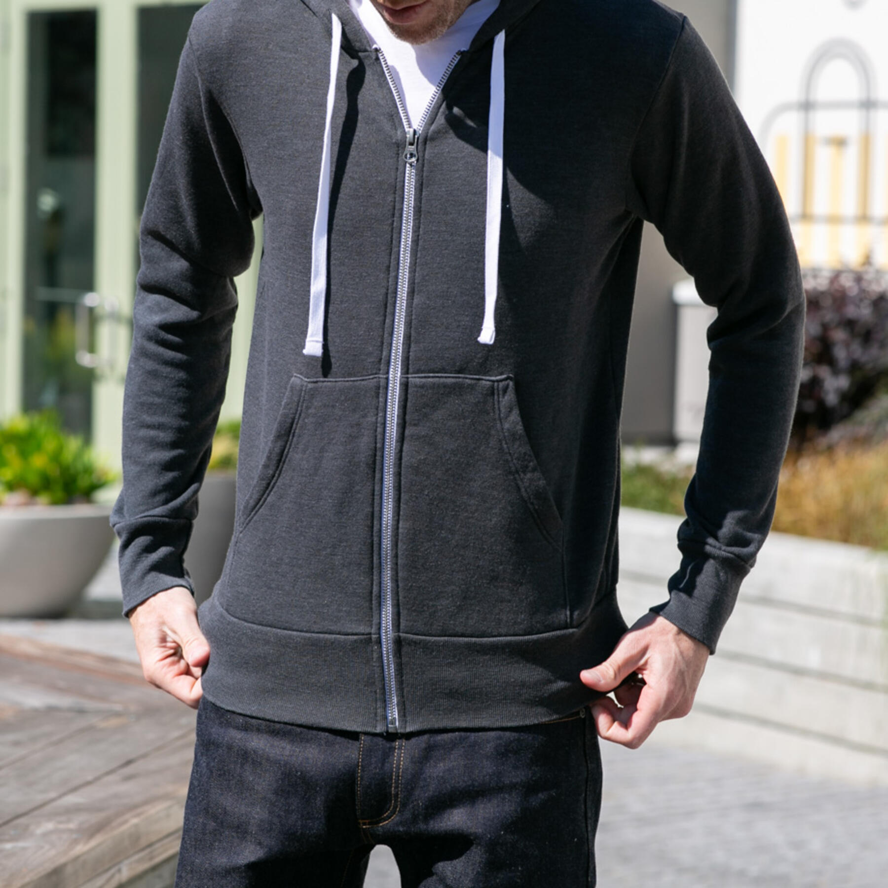 gustin twisted yarn fleece zip hoodie - graphite