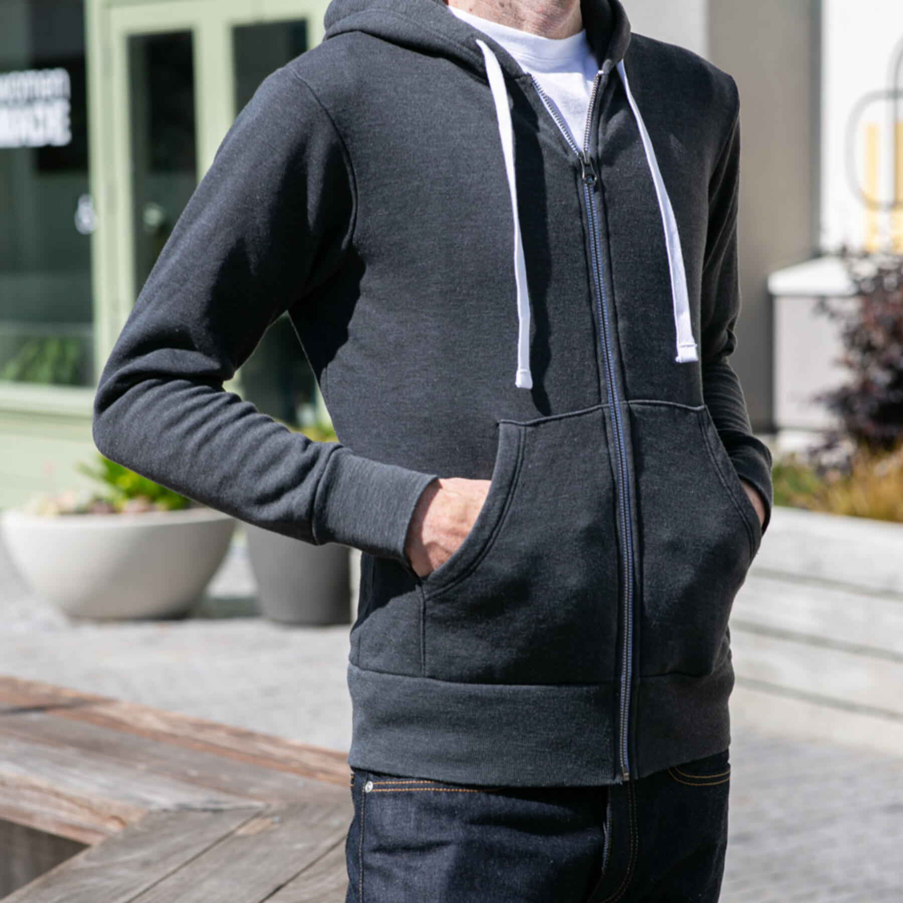gustin twisted yarn fleece zip hoodie - graphite