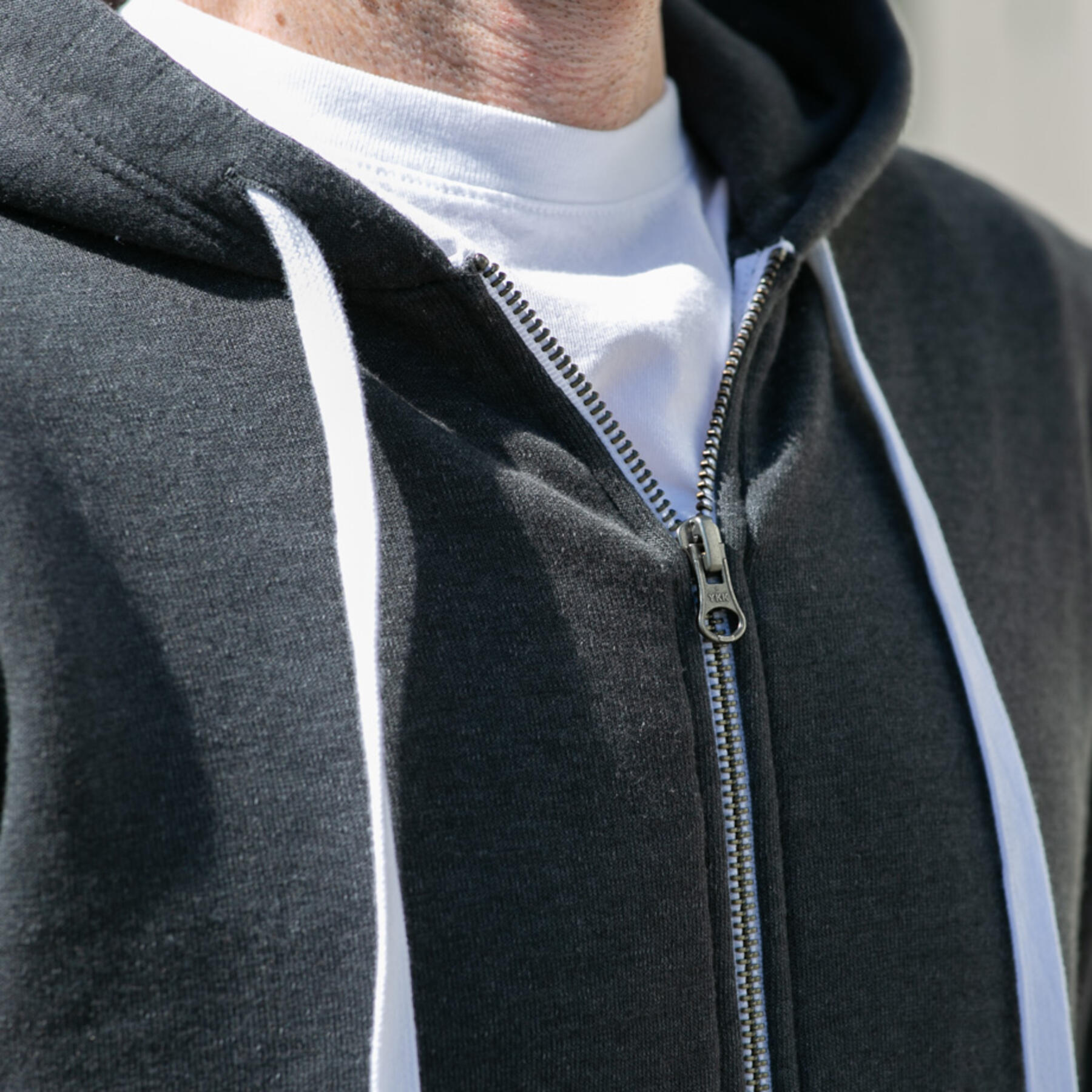 gustin twisted yarn fleece zip hoodie - graphite