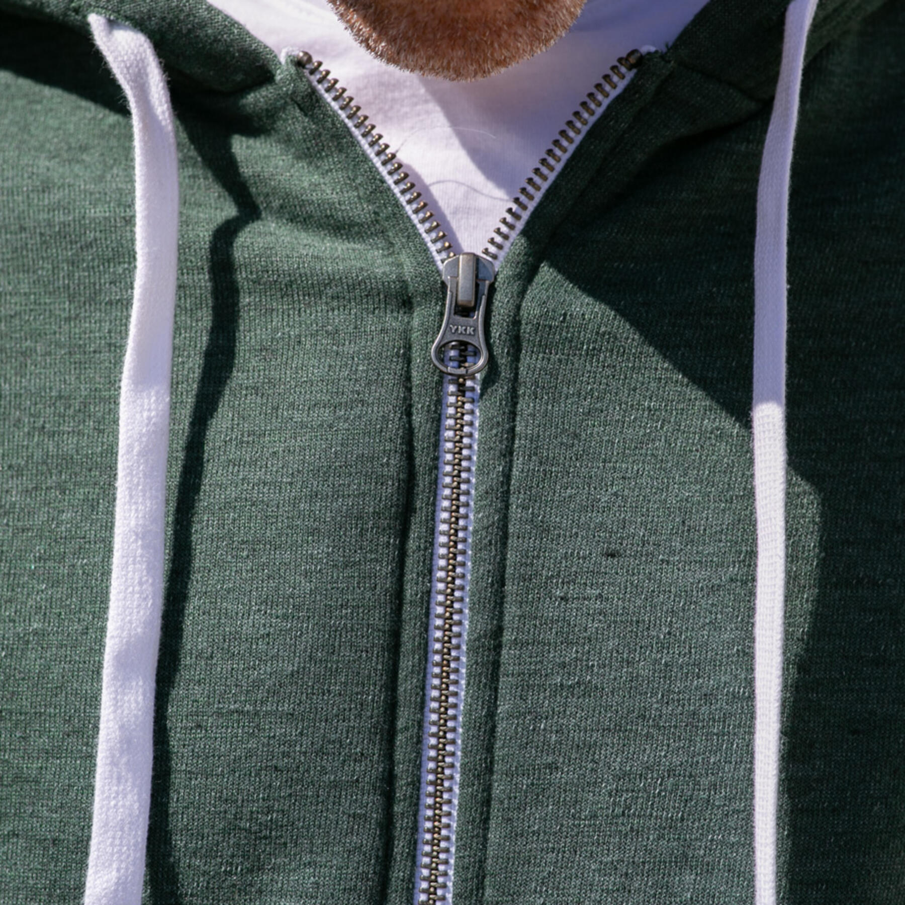 gustin twisted yarn fleece zip hoodie - forest