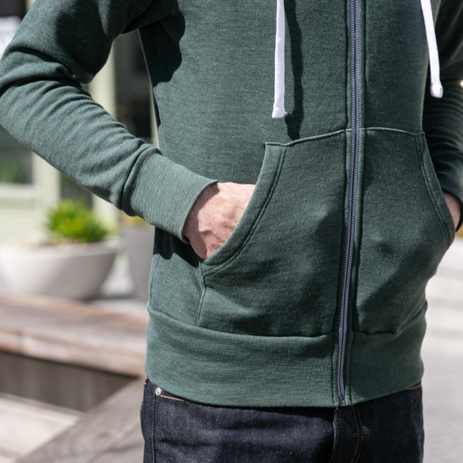 gustin twisted yarn fleece zip hoodie - forest