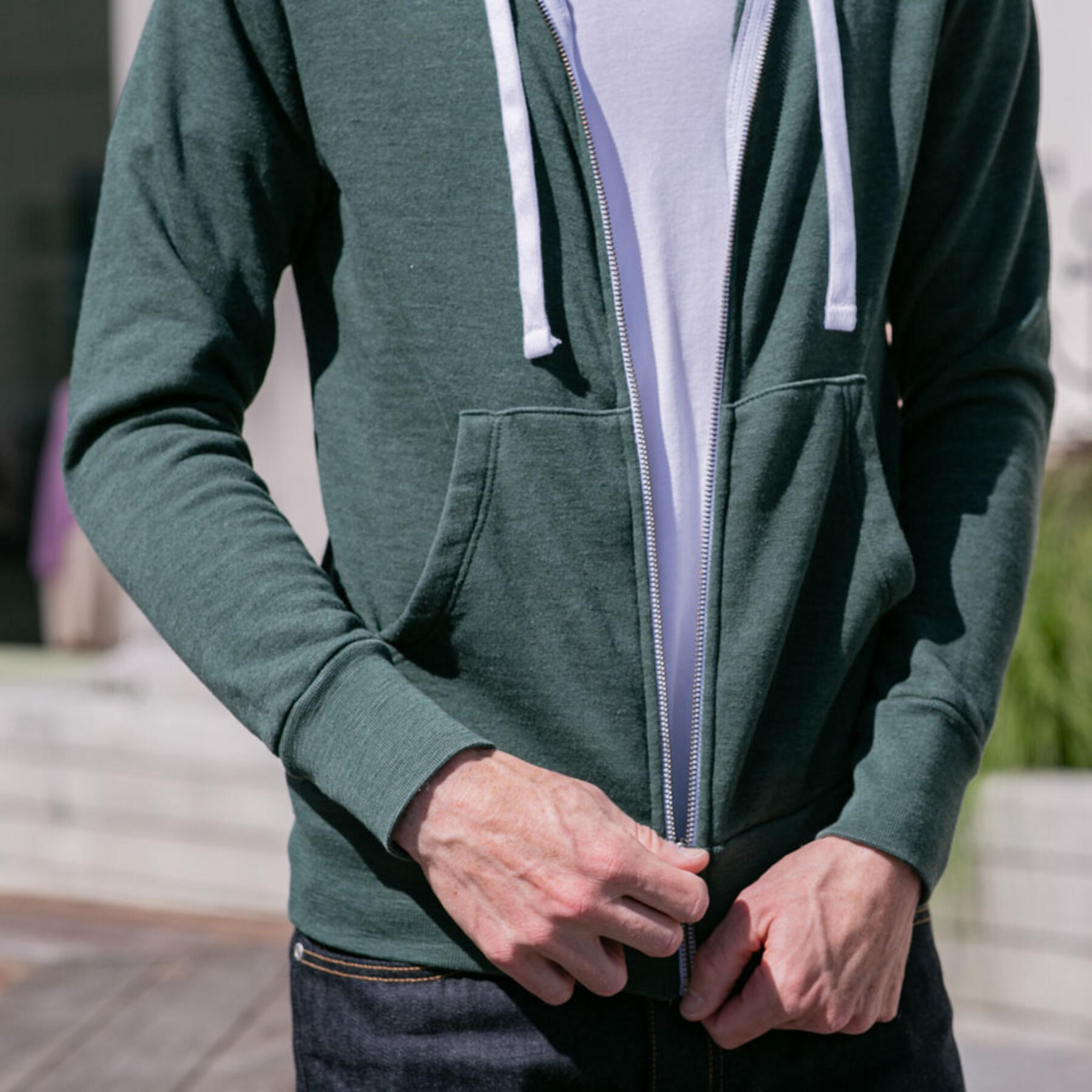 gustin twisted yarn fleece zip hoodie - forest